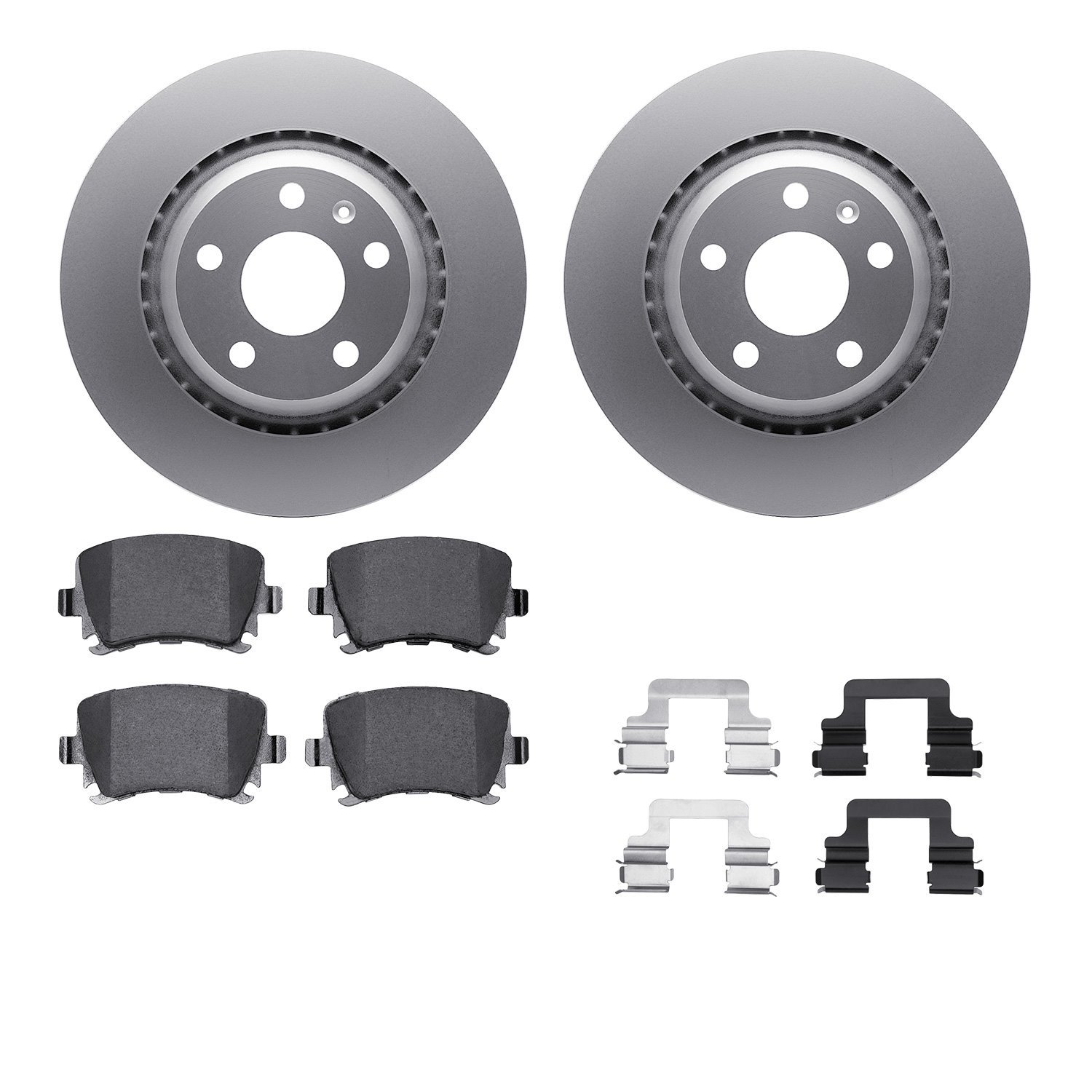 4512-73135 Geospec Brake Rotors w/5000 Advanced Brake Pads Kit & Hardware, 2012-2013 Audi/Volkswagen, Position: Rear