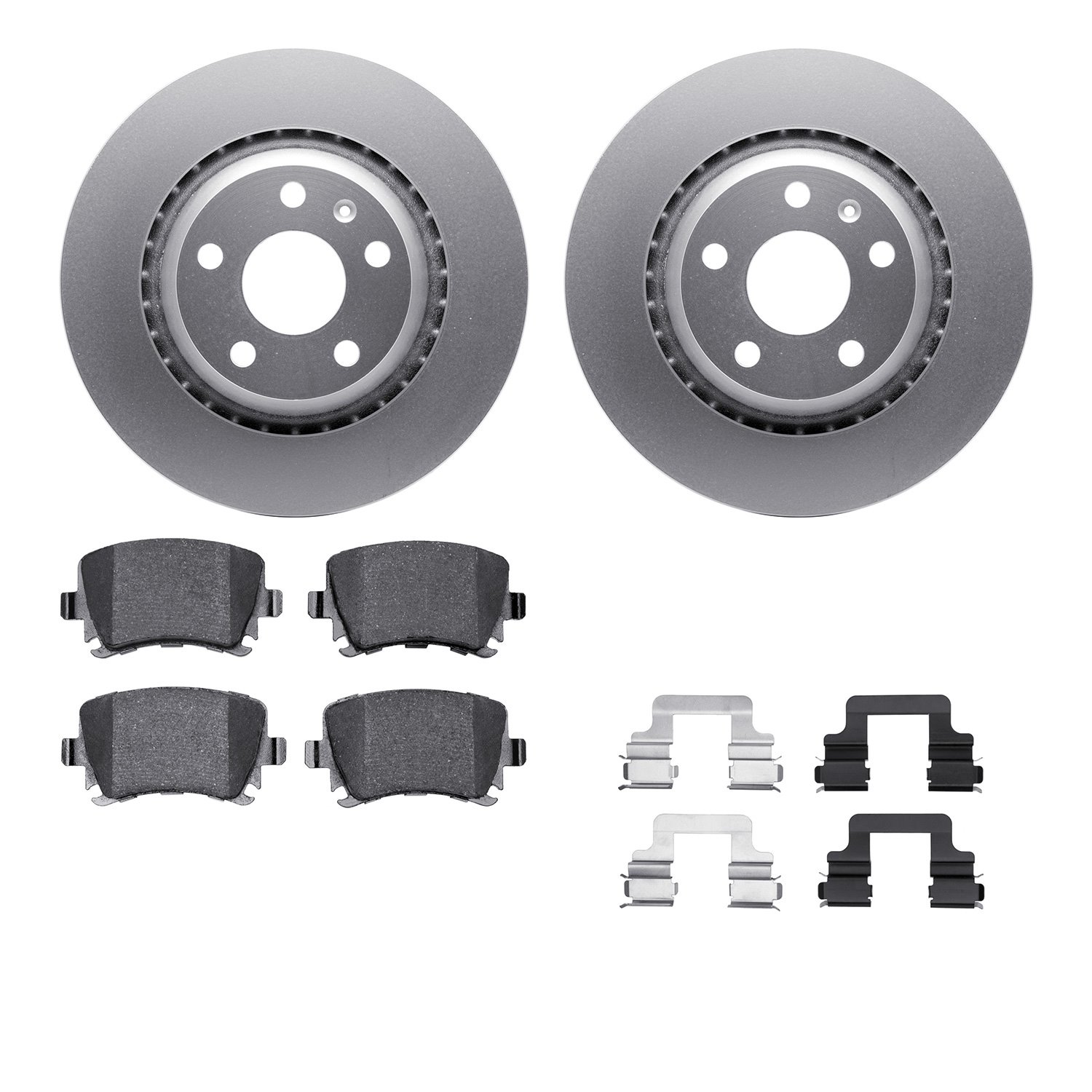 4512-73136 Geospec Brake Rotors w/5000 Advanced Brake Pads Kit & Hardware, 2008-2015 Audi/Volkswagen, Position: Rear