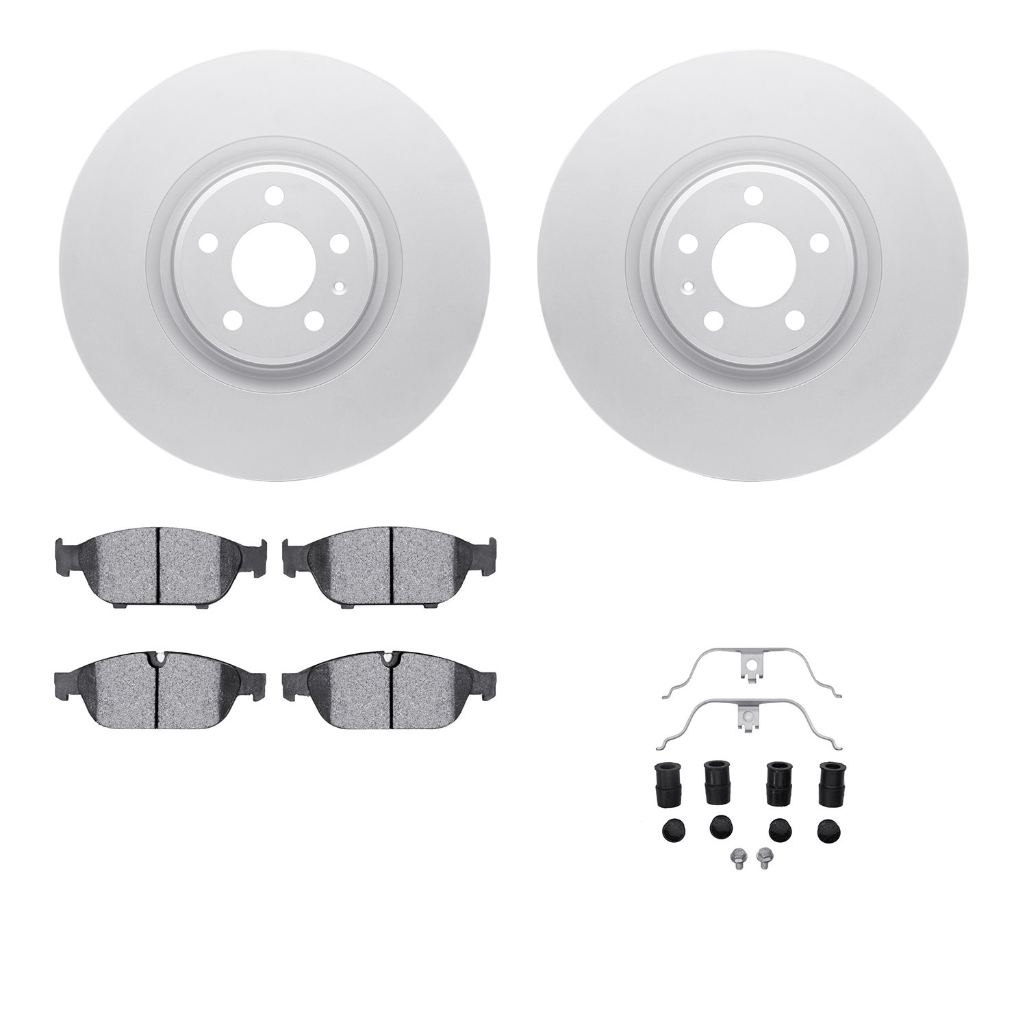 4512-73150 Geospec Brake Rotors w/5000 Advanced Brake Pads Kit & Hardware, 2012-2014 Audi/Volkswagen, Position: Front