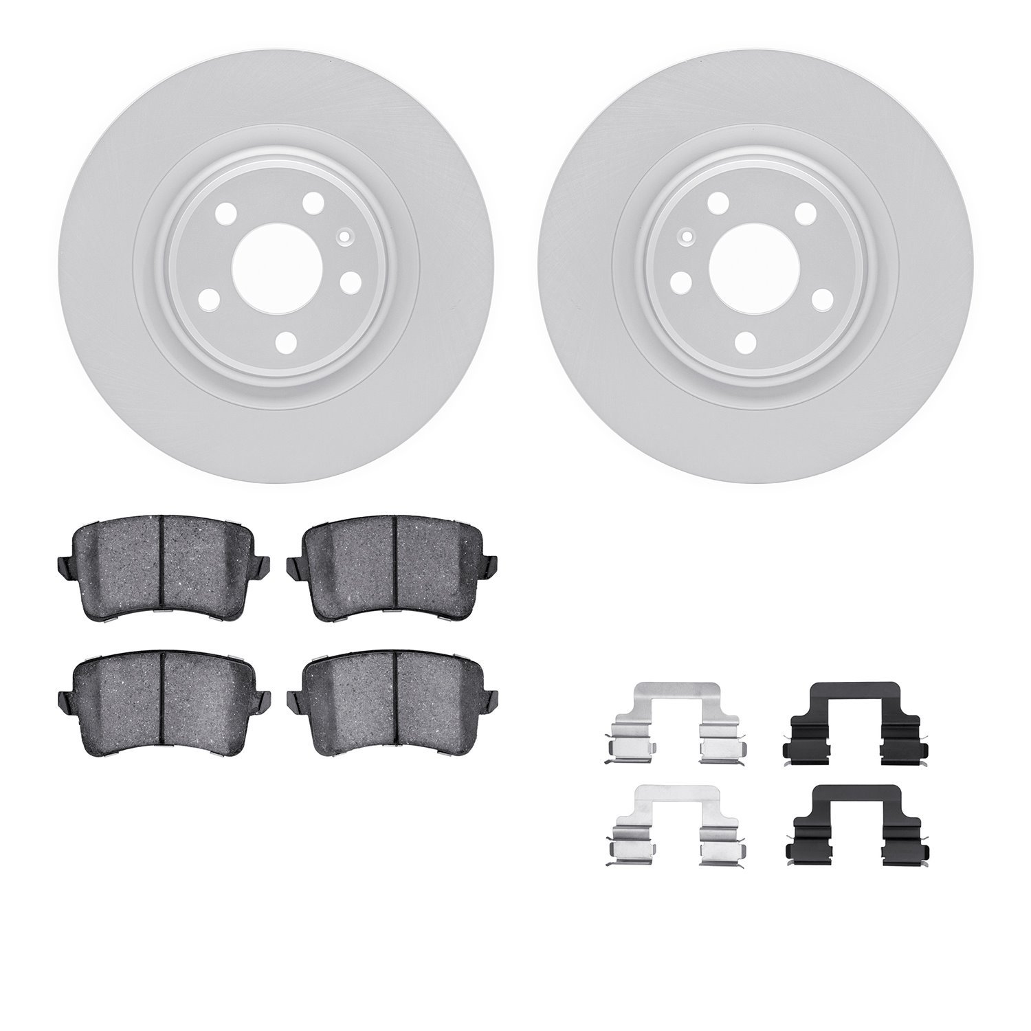 4512-73157 Geospec Brake Rotors w/5000 Advanced Brake Pads Kit & Hardware, 2013-2017 Audi/Volkswagen, Position: Rear