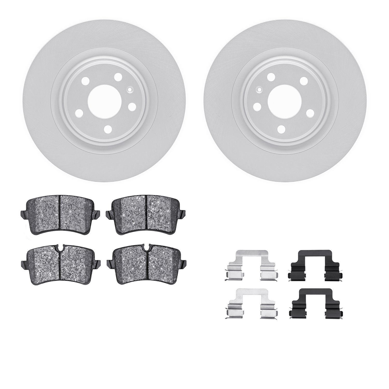 4512-73159 Geospec Brake Rotors w/5000 Advanced Brake Pads Kit & Hardware, 2014-2018 Audi/Volkswagen, Position: Rear