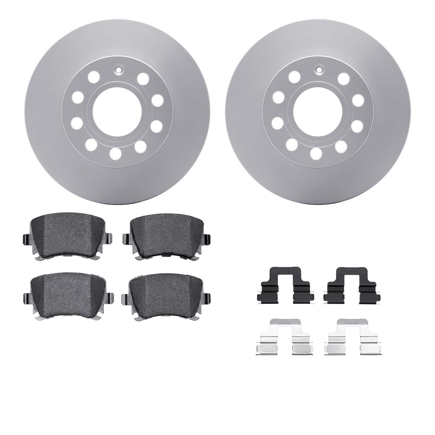 4512-74114 Geospec Brake Rotors w/5000 Advanced Brake Pads Kit & Hardware, 2005-2013 Audi/Volkswagen, Position: Rear
