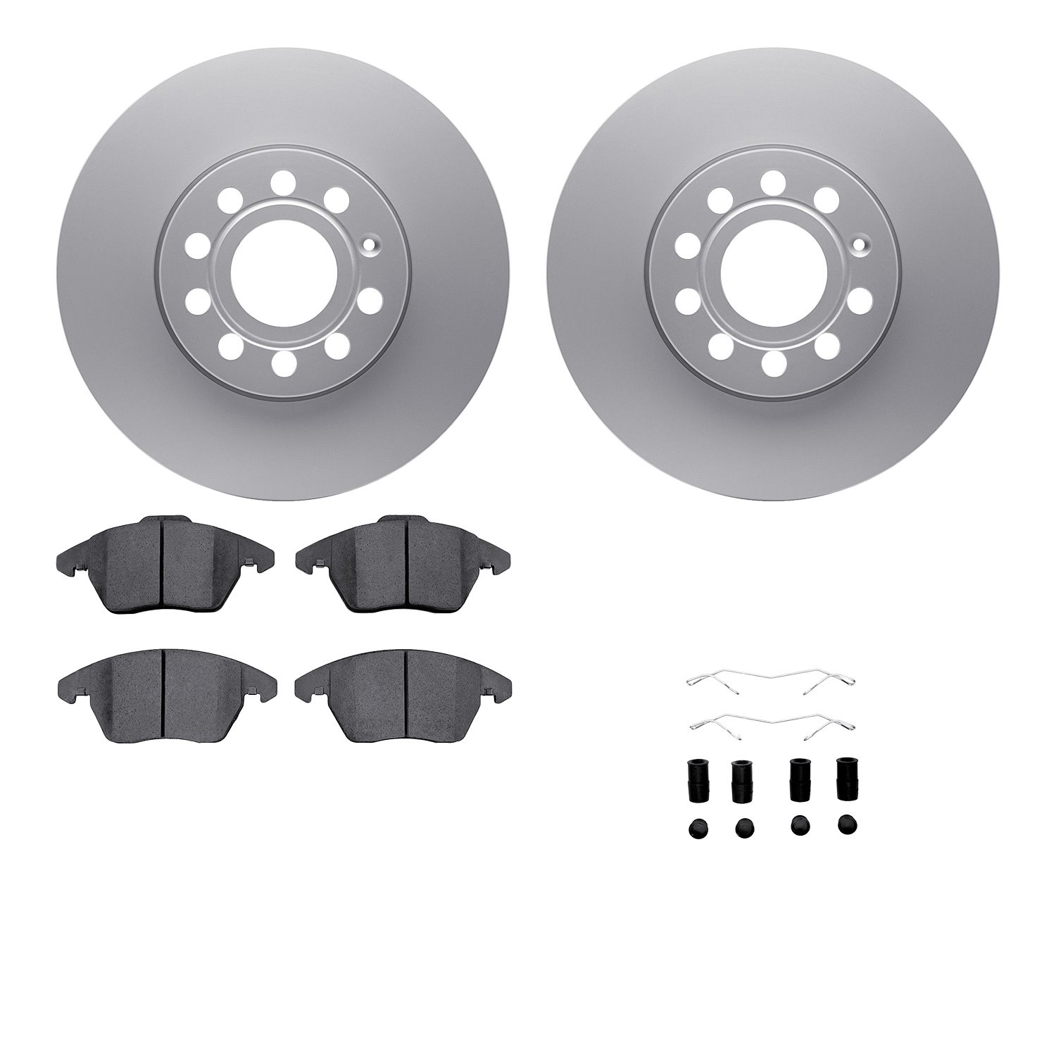 4512-74118 Geospec Brake Rotors w/5000 Advanced Brake Pads Kit & Hardware, 2011-2019 Audi/Volkswagen, Position: Front