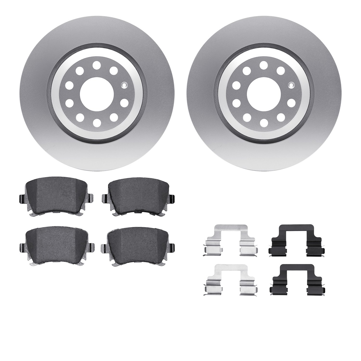 4512-74121 Geospec Brake Rotors w/5000 Advanced Brake Pads Kit & Hardware, 2008-2016 Audi/Volkswagen, Position: Rear