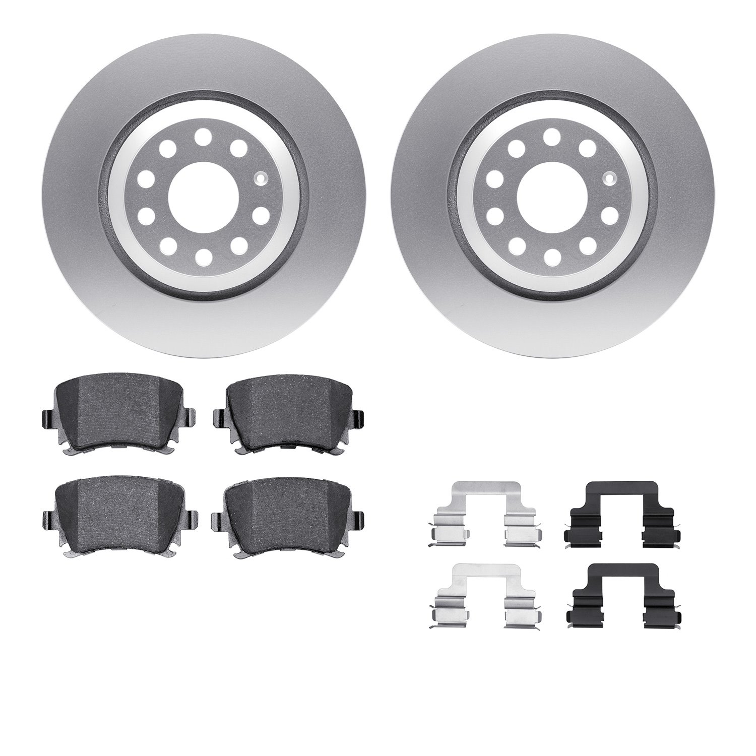 4512-74122 Geospec Brake Rotors w/5000 Advanced Brake Pads Kit & Hardware, 2006-2021 Audi/Volkswagen, Position: Rear