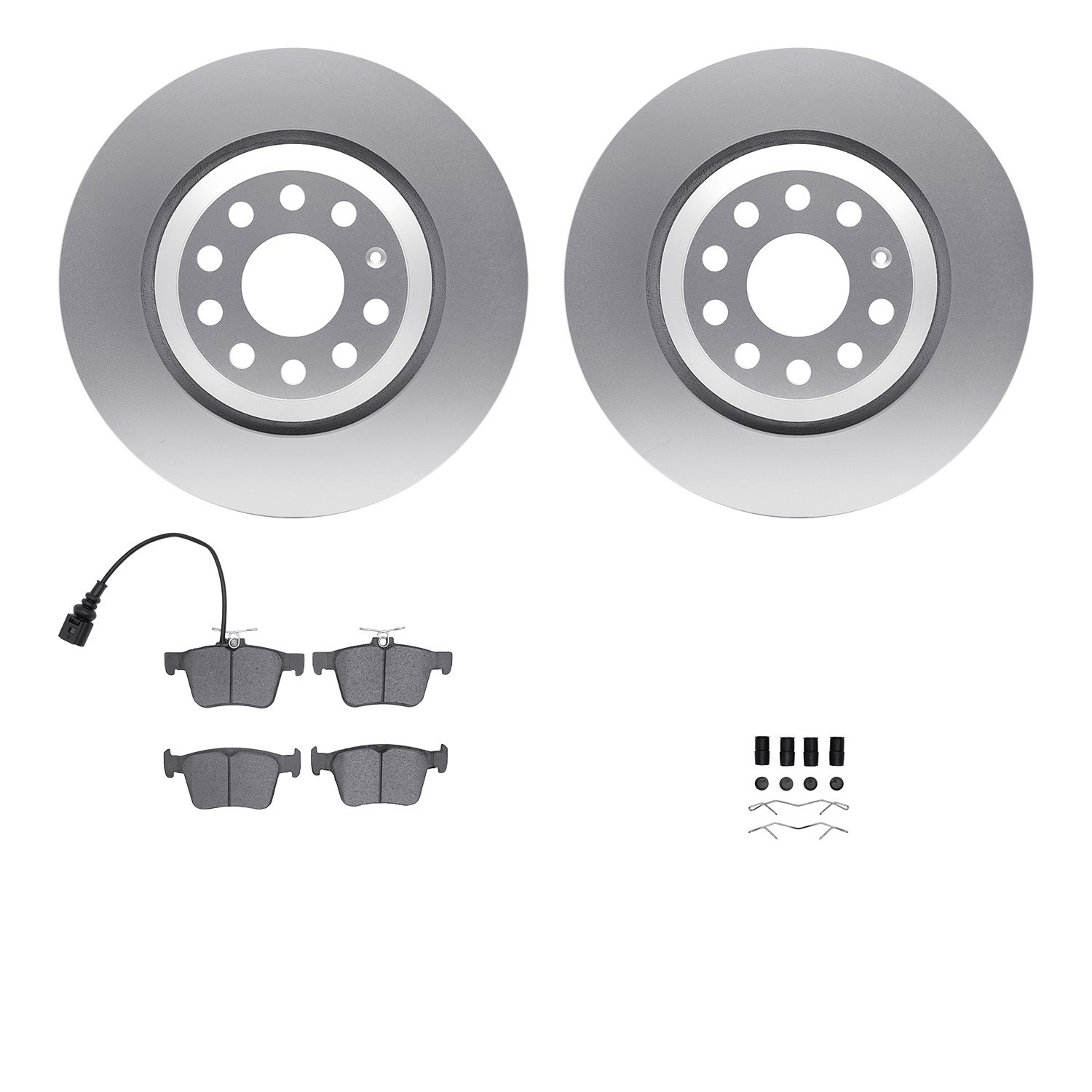 4512-74123 Geospec Brake Rotors w/5000 Advanced Brake Pads Kit & Hardware, Fits Select Audi/Volkswagen, Position: Rear