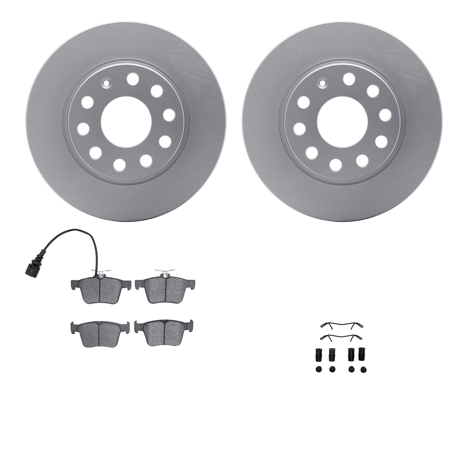 4512-74132 Geospec Brake Rotors w/5000 Advanced Brake Pads Kit & Hardware, 2017-2019 Audi/Volkswagen, Position: Rear