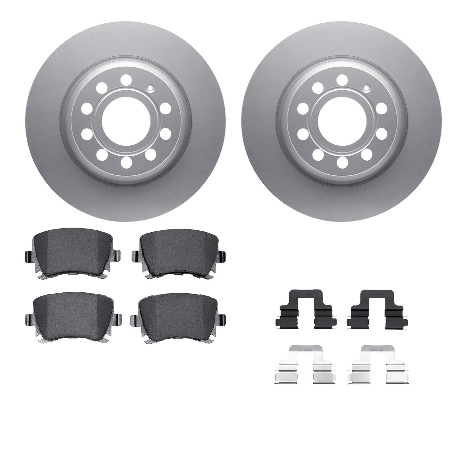 4512-74153 Geospec Brake Rotors w/5000 Advanced Brake Pads Kit & Hardware, 2005-2018 Audi/Volkswagen, Position: Rear