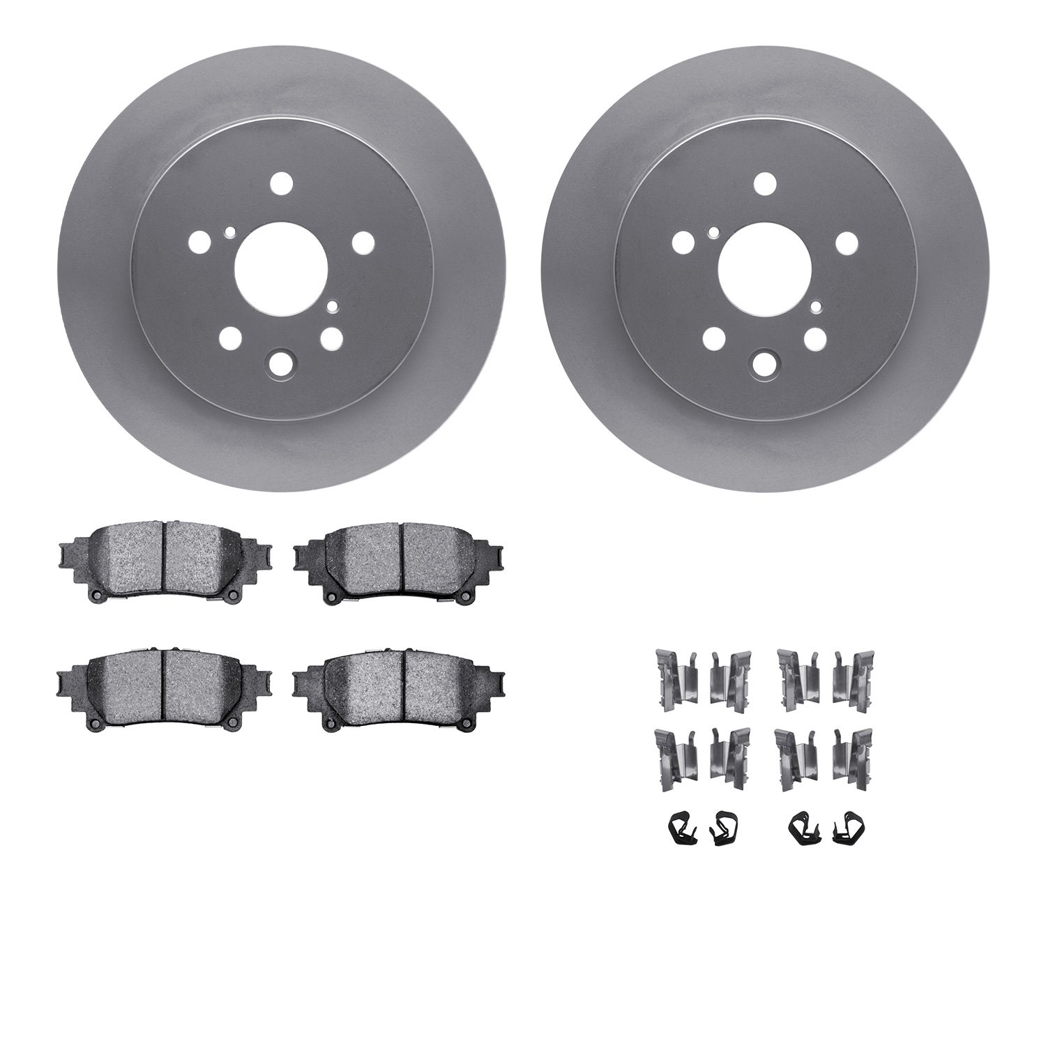 4512-75047 Geospec Brake Rotors w/5000 Advanced Brake Pads Kit & Hardware, 2014-2015 Lexus/Toyota/Scion, Position: Rear