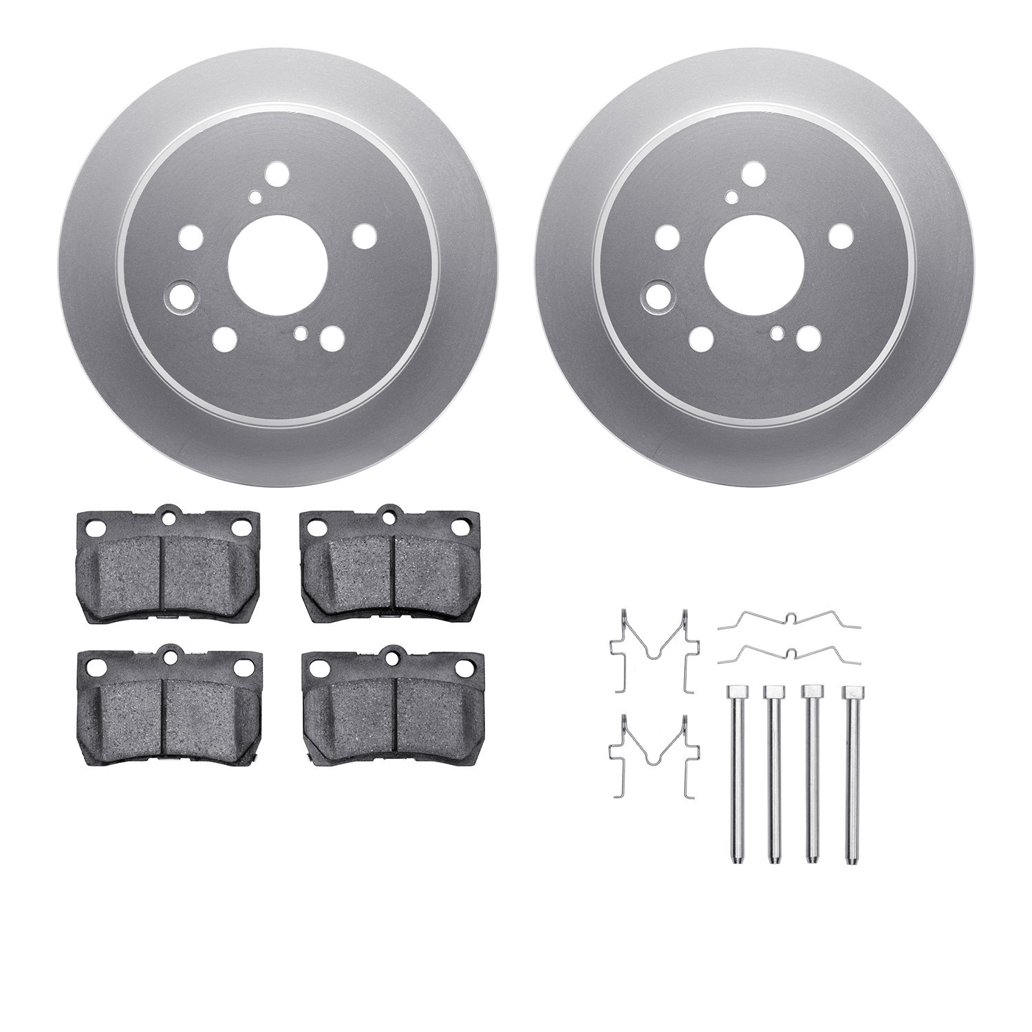 4512-75048 Geospec Brake Rotors w/5000 Advanced Brake Pads Kit & Hardware, 2006-2013 Lexus/Toyota/Scion, Position: Rear