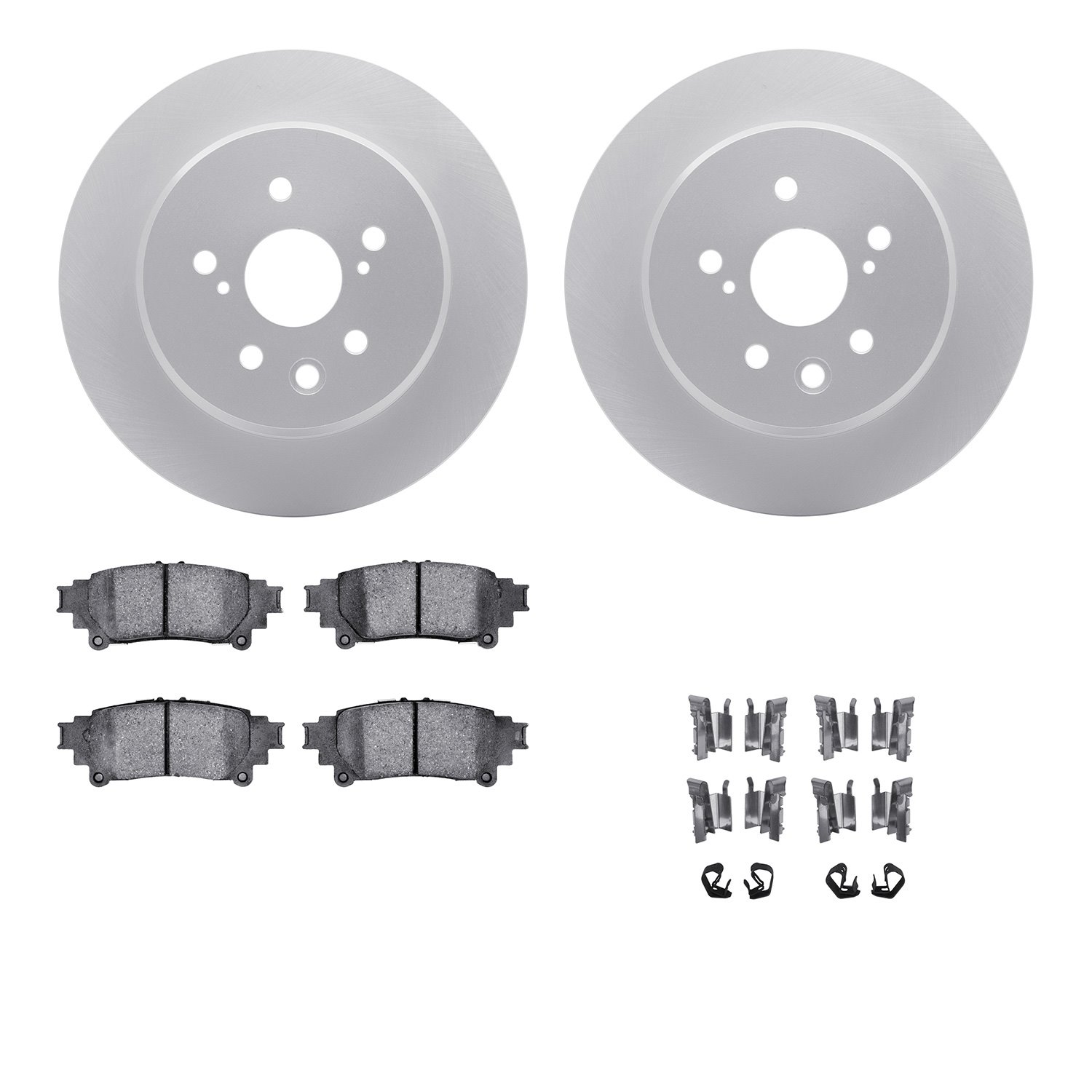 4512-75055 Geospec Brake Rotors w/5000 Advanced Brake Pads Kit & Hardware, 2013-2020 Lexus/Toyota/Scion, Position: Rear