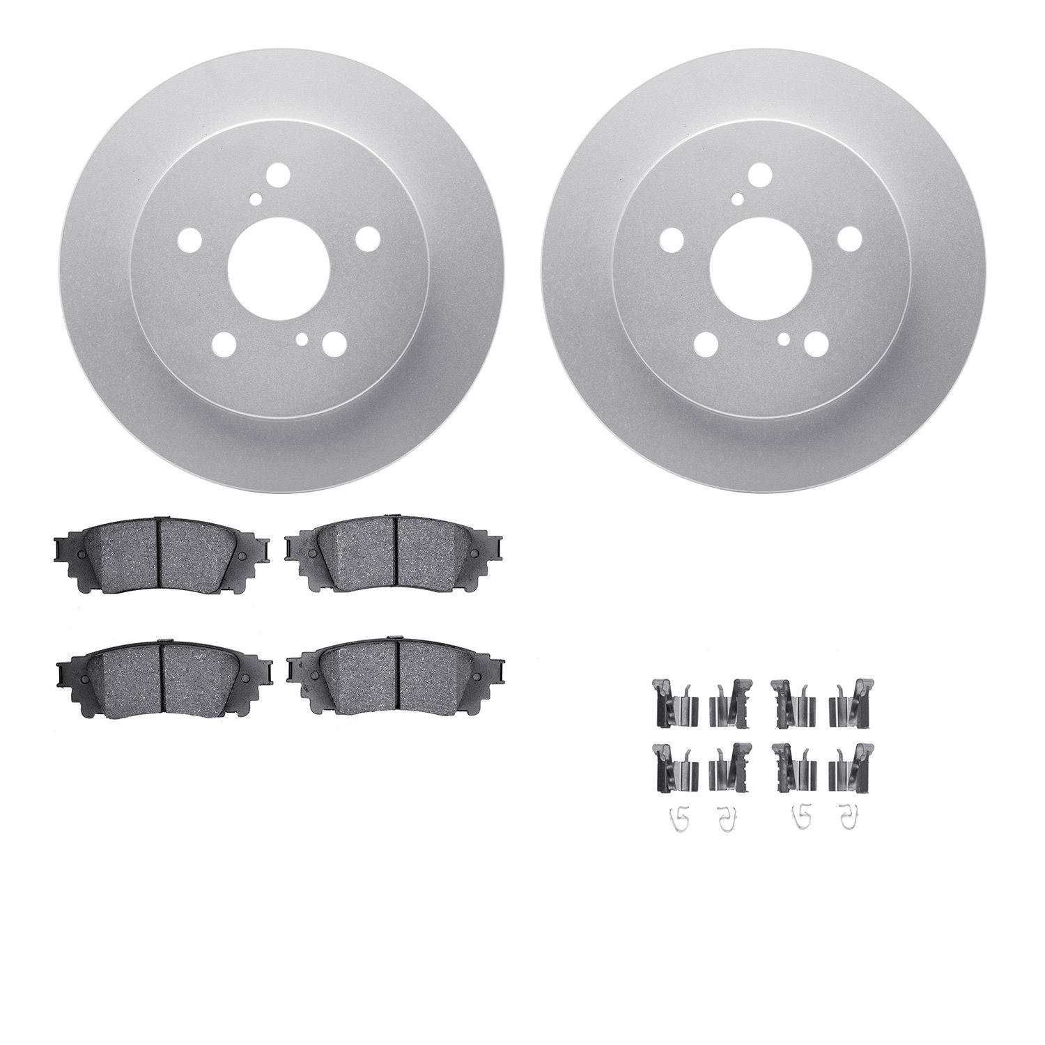 4512-75056 Geospec Brake Rotors w/5000 Advanced Brake Pads Kit & Hardware, 2015-2021 Lexus/Toyota/Scion, Position: Rear