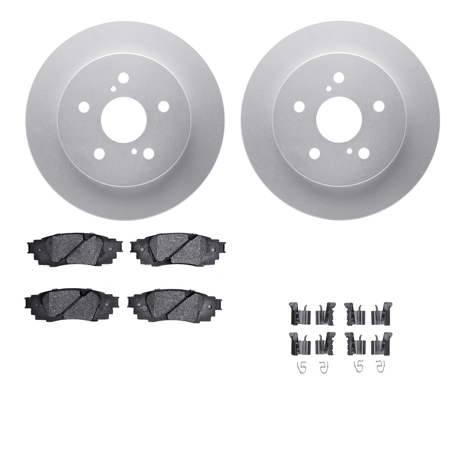 4512-75057 Geospec Brake Rotors w/5000 Advanced Brake Pads Kit & Hardware, Fits Select Lexus/Toyota/Scion, Position: Rear