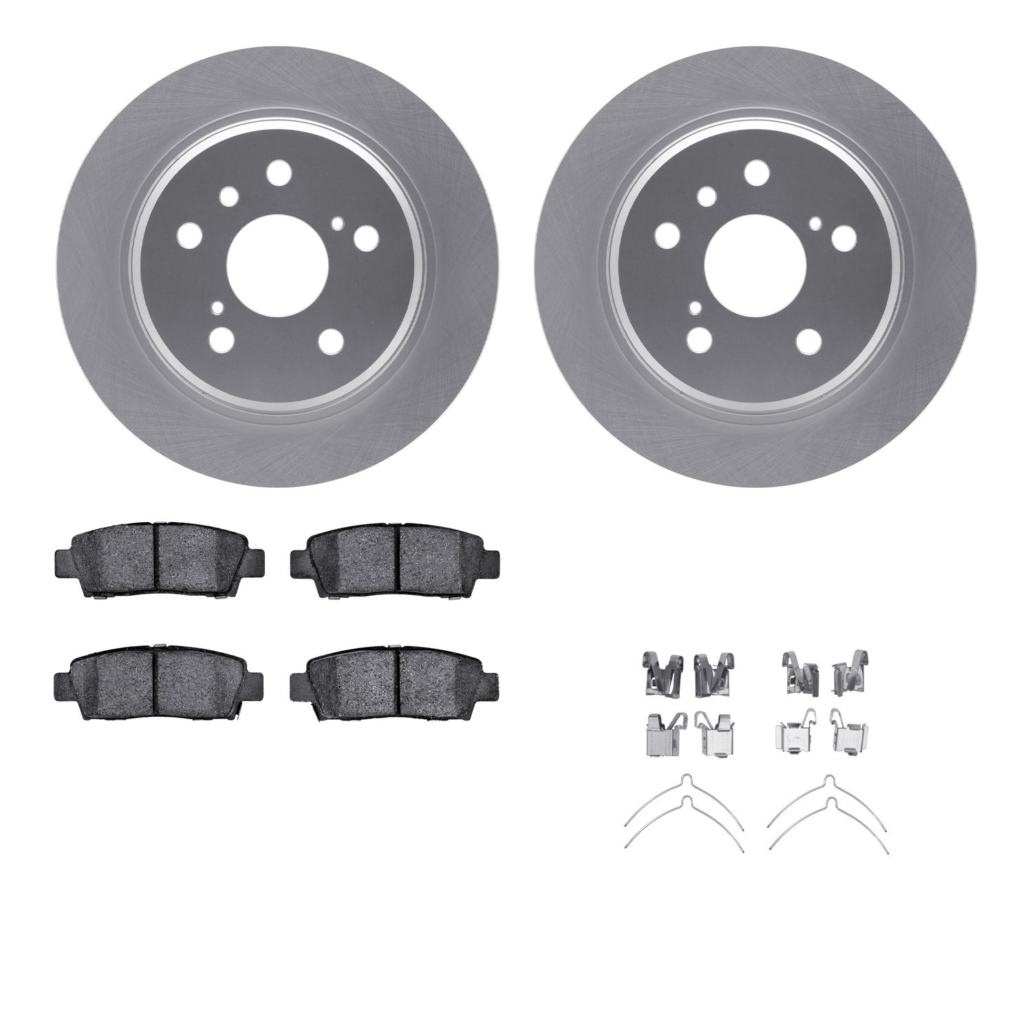 4512-76115 Geospec Brake Rotors w/5000 Advanced Brake Pads Kit & Hardware, 1995-1999 Lexus/Toyota/Scion, Position: Rear