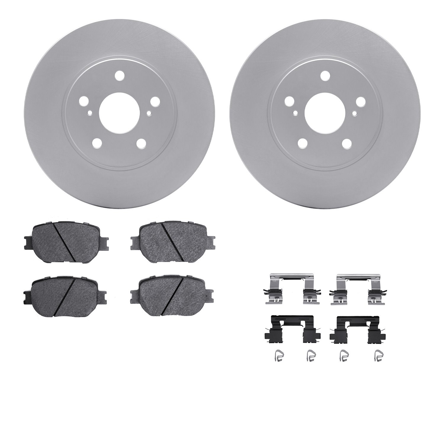 4512-76130 Geospec Brake Rotors w/5000 Advanced Brake Pads Kit & Hardware, 2014-2015 Lexus/Toyota/Scion, Position: Front