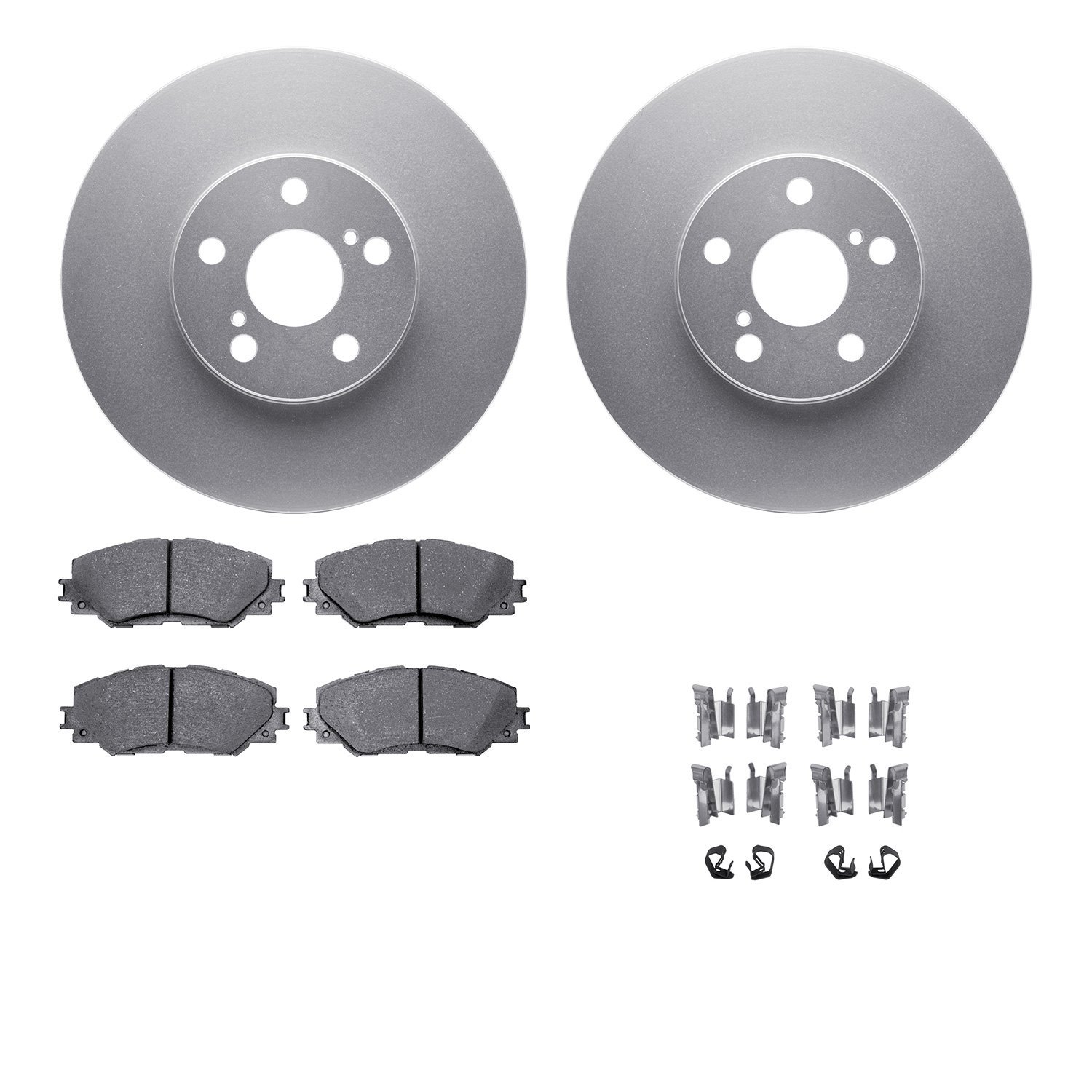 4512-76141 Geospec Brake Rotors w/5000 Advanced Brake Pads Kit & Hardware, 2008-2019 Multiple Makes/Models, Position: Front
