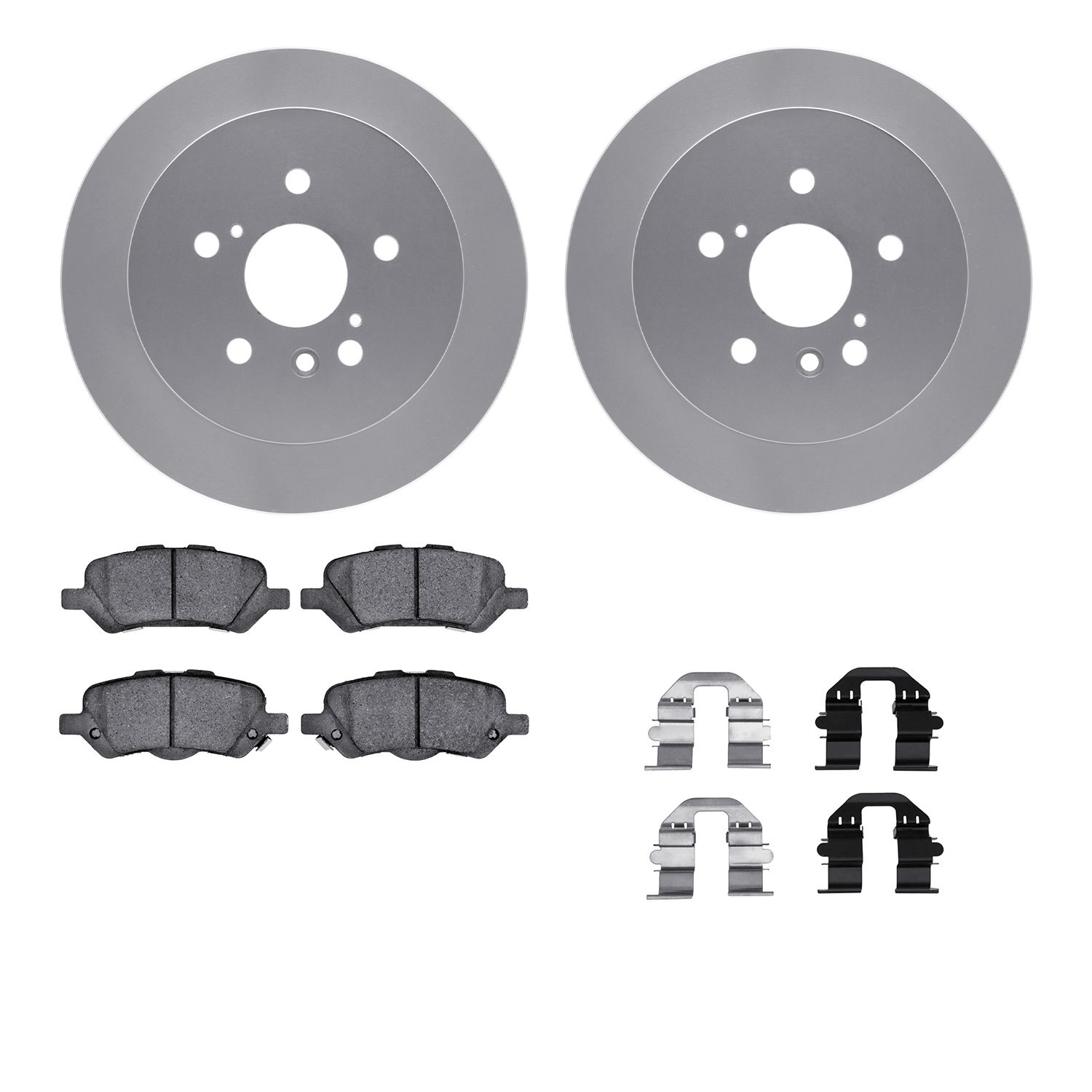 4512-76148 Geospec Brake Rotors w/5000 Advanced Brake Pads Kit & Hardware, 2009-2015 Lexus/Toyota/Scion, Position: Rear