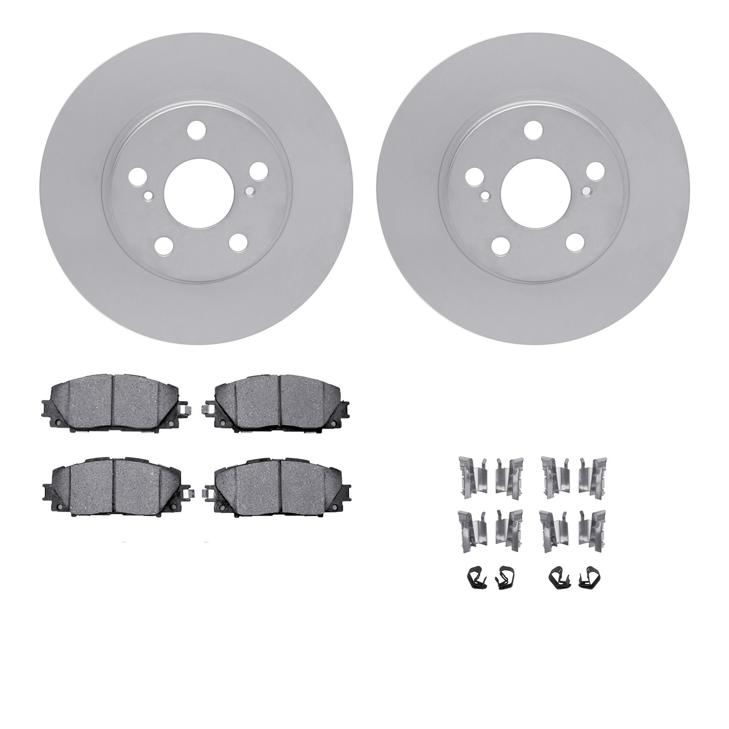 4512-76150 Geospec Brake Rotors w/5000 Advanced Brake Pads Kit & Hardware, 2010-2017 Lexus/Toyota/Scion, Position: Front