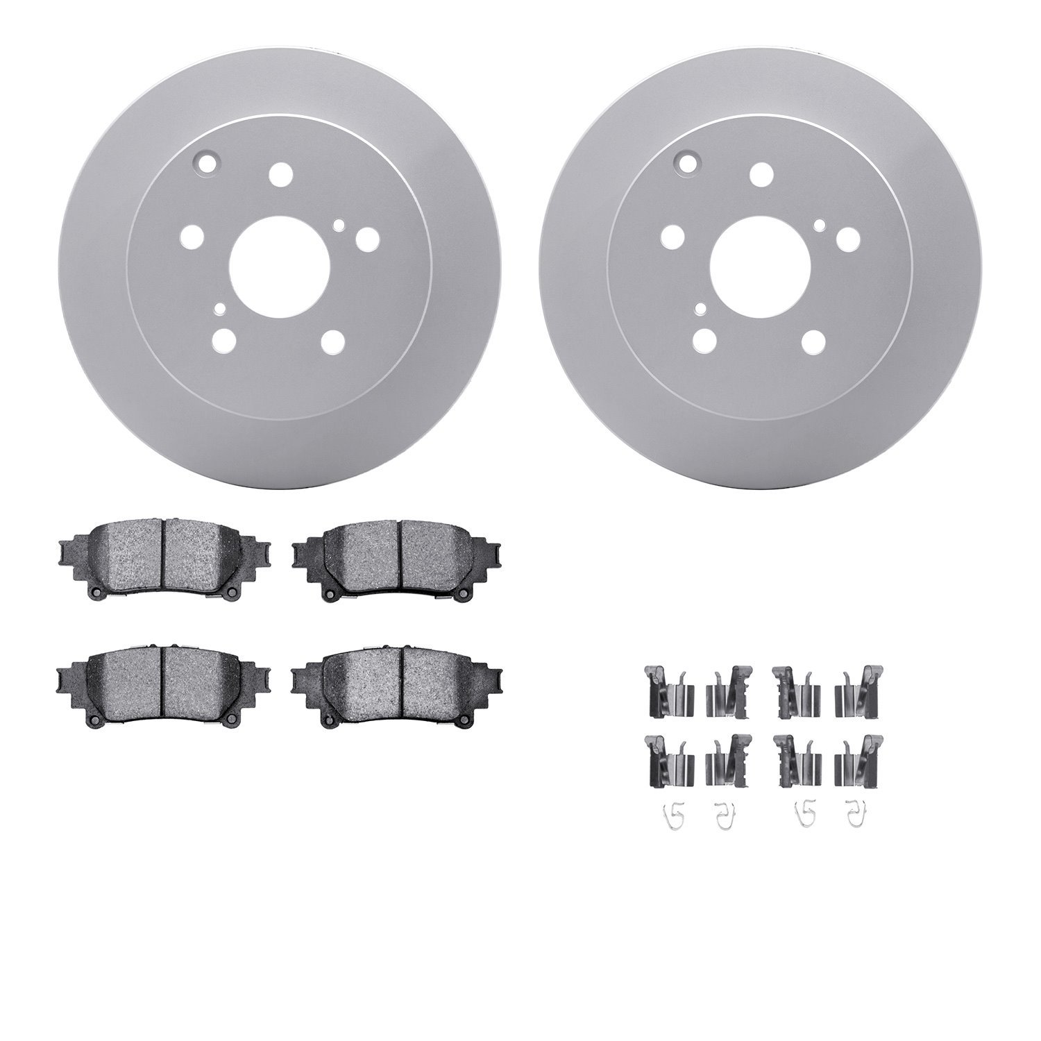 4512-76152 Geospec Brake Rotors w/5000 Advanced Brake Pads Kit & Hardware, 2012-2020 Lexus/Toyota/Scion, Position: Rear