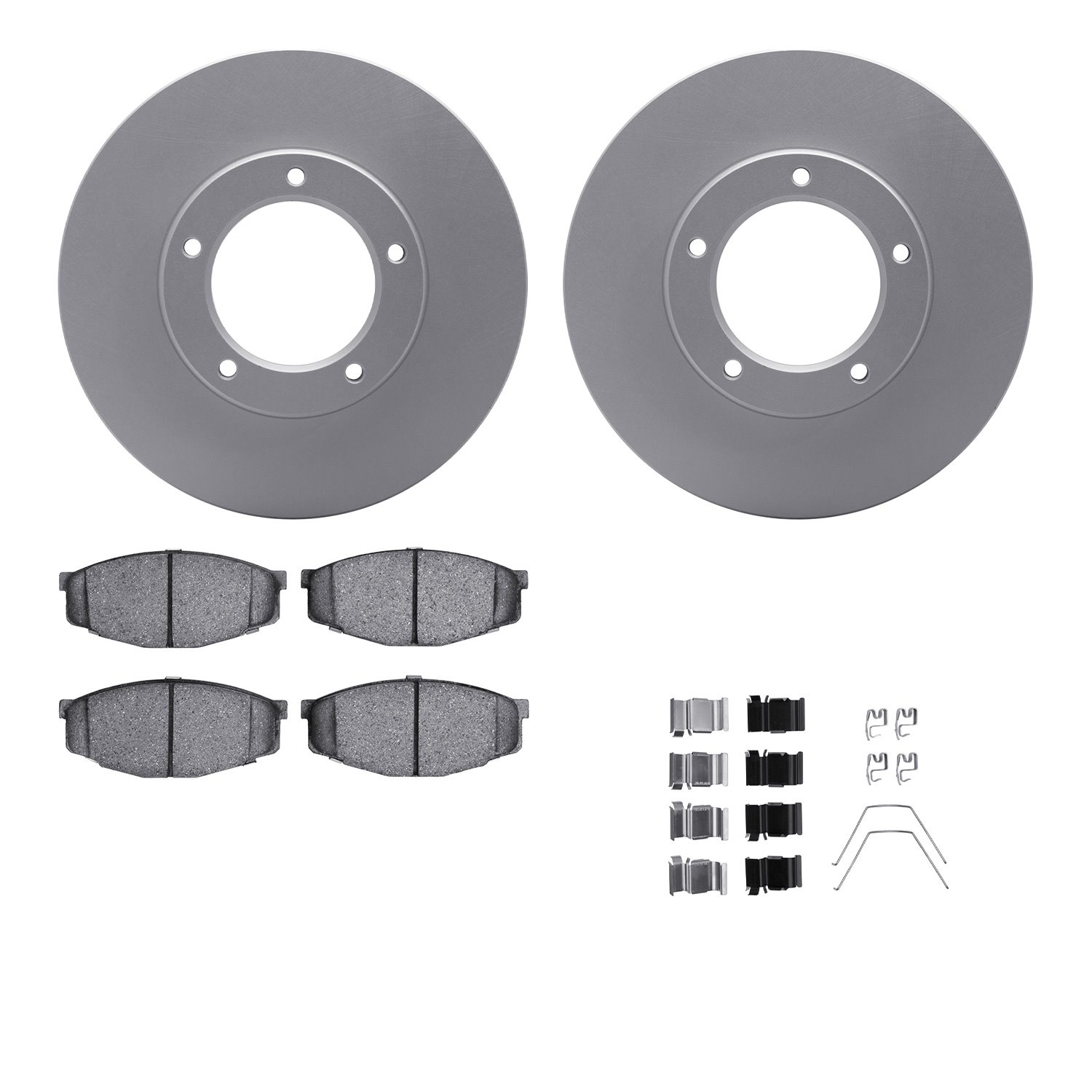 4512-76156 Geospec Brake Rotors w/5000 Advanced Brake Pads Kit & Hardware, 1984-1995 Lexus/Toyota/Scion, Position: Front