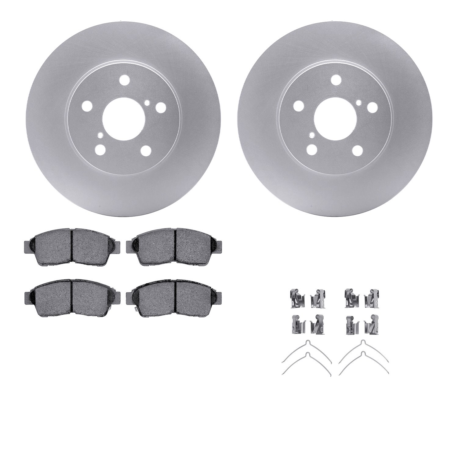 4512-76166 Geospec Brake Rotors w/5000 Advanced Brake Pads Kit & Hardware, 1996-2003 Lexus/Toyota/Scion, Position: Front