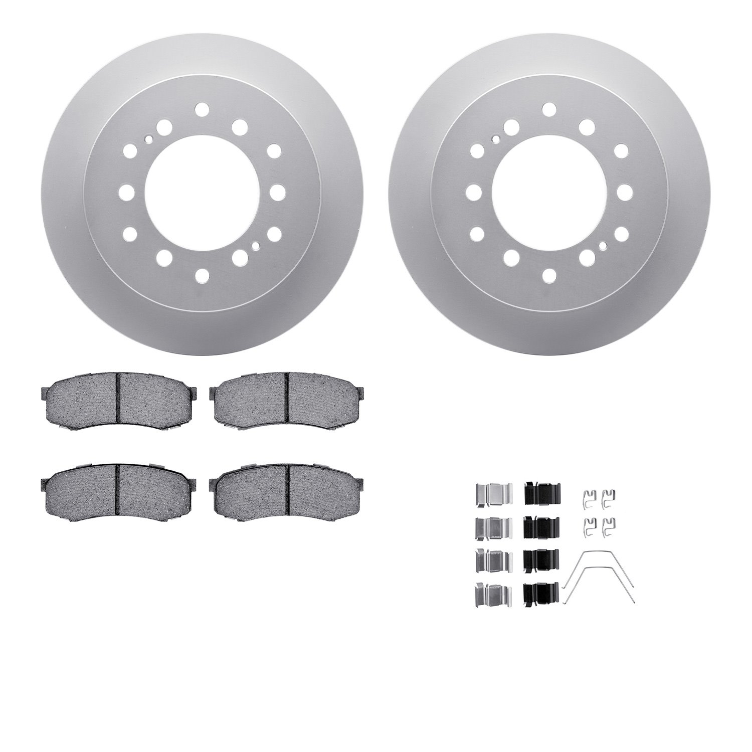 4512-76172 Geospec Brake Rotors w/5000 Advanced Brake Pads Kit & Hardware, 2001-2009 Lexus/Toyota/Scion, Position: Rear