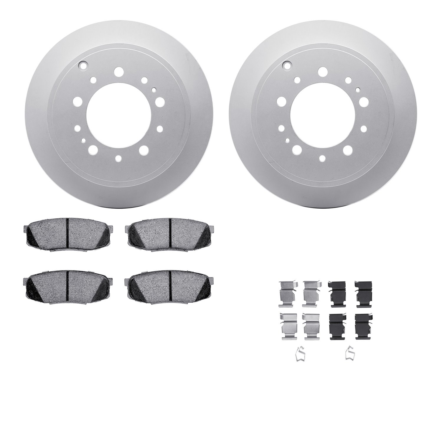 4512-76182 Geospec Brake Rotors w/5000 Advanced Brake Pads Kit & Hardware, Fits Select Lexus/Toyota/Scion, Position: Rear