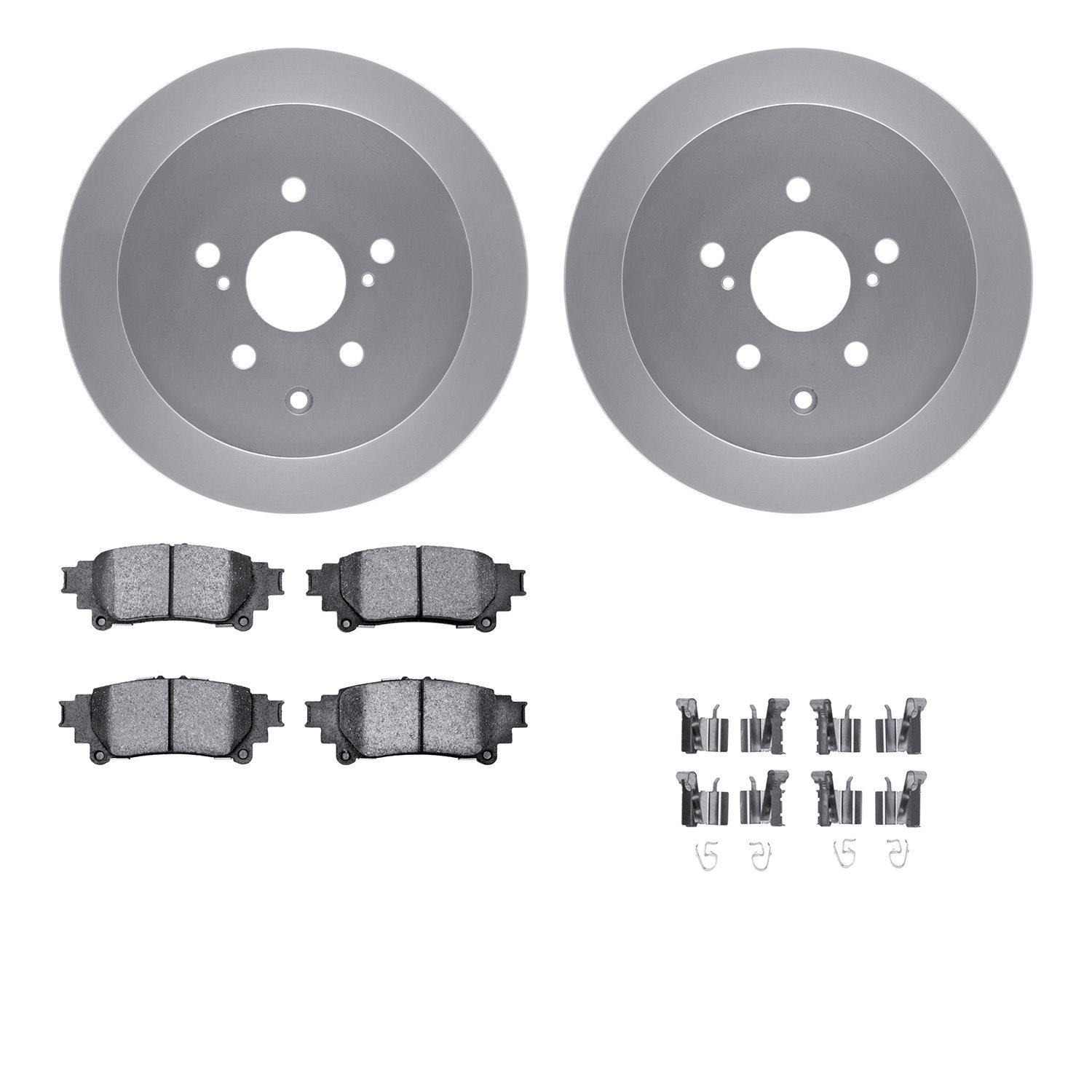 4512-76187 Geospec Brake Rotors w/5000 Advanced Brake Pads Kit & Hardware, 2010-2020 Lexus/Toyota/Scion, Position: Rear
