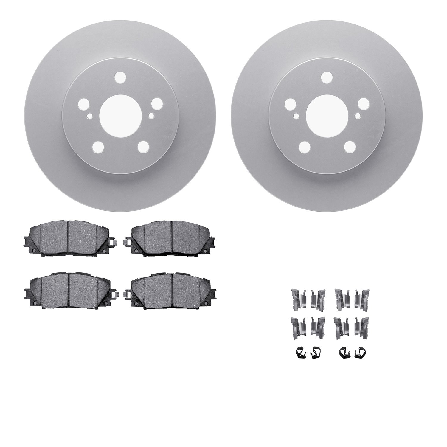 4512-76190 Geospec Brake Rotors w/5000 Advanced Brake Pads Kit & Hardware, Fits Select Lexus/Toyota/Scion, Position: Front