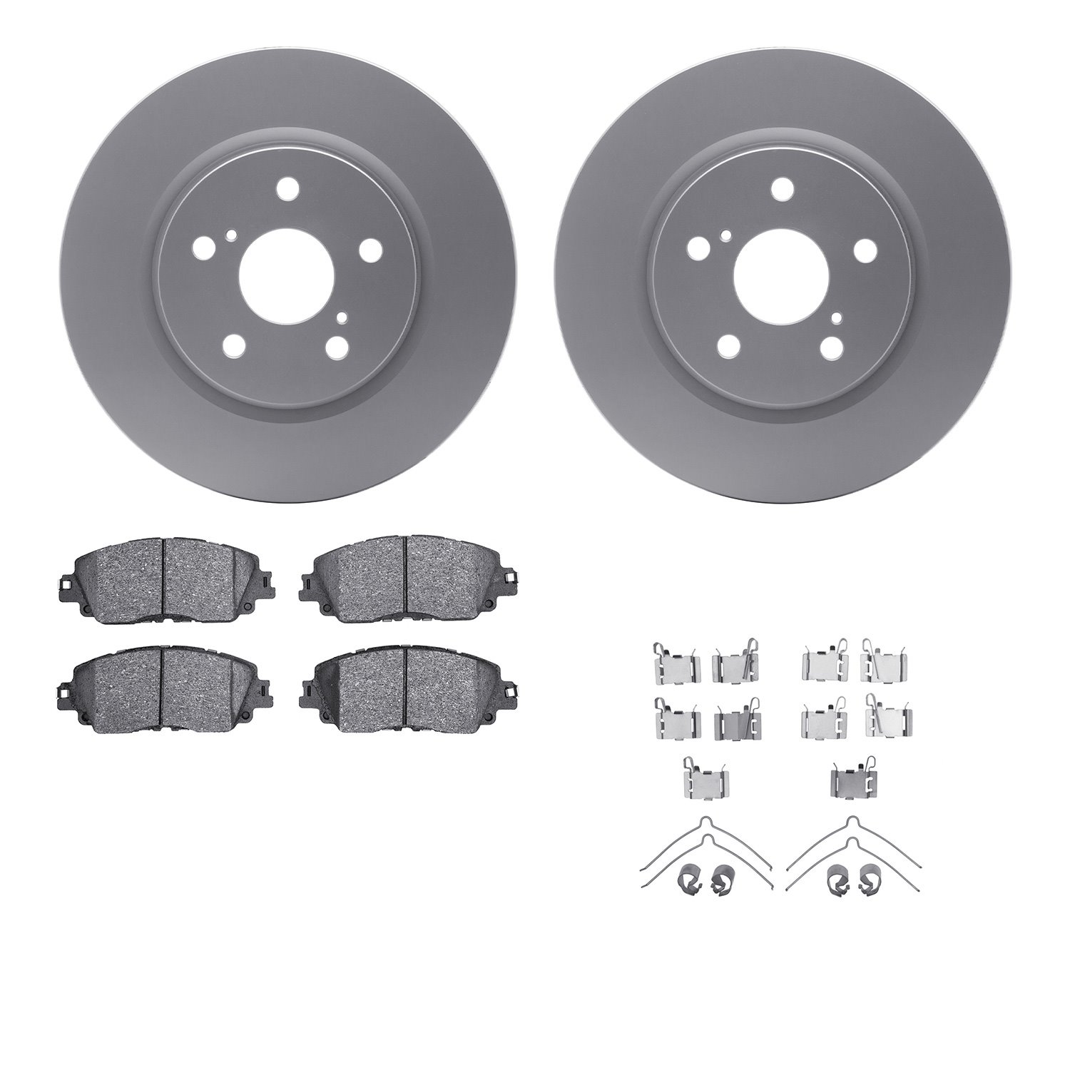 4512-76194 Geospec Brake Rotors w/5000 Advanced Brake Pads Kit & Hardware, Fits Select Lexus/Toyota/Scion, Position: Front