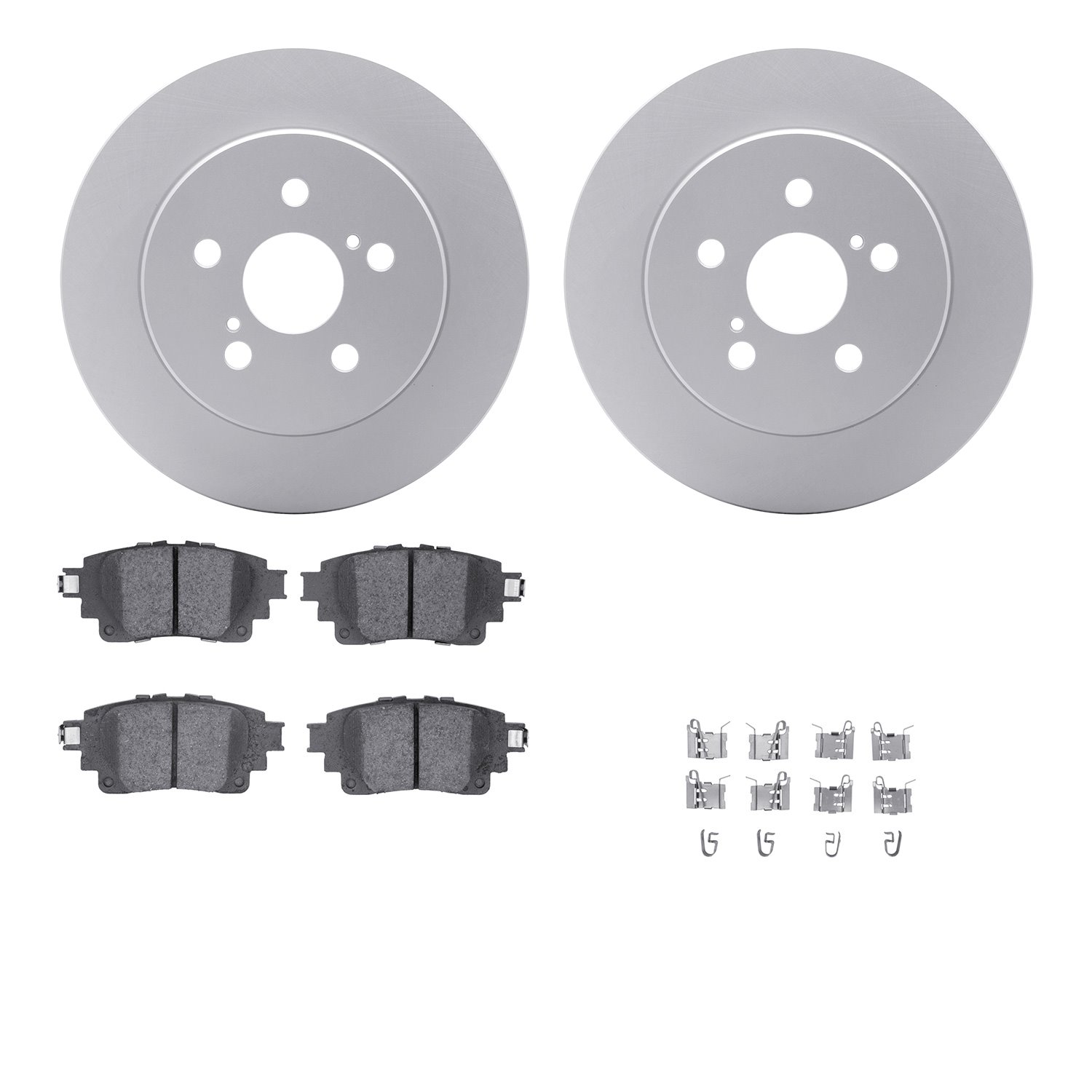 4512-76196 Geospec Brake Rotors w/5000 Advanced Brake Pads Kit & Hardware, Fits Select Lexus/Toyota/Scion, Position: Rear