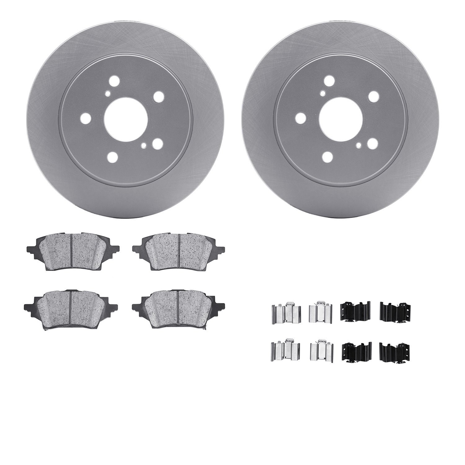4512-76197 Geospec Brake Rotors w/5000 Advanced Brake Pads Kit & Hardware, Fits Select Lexus/Toyota/Scion, Position: Rear