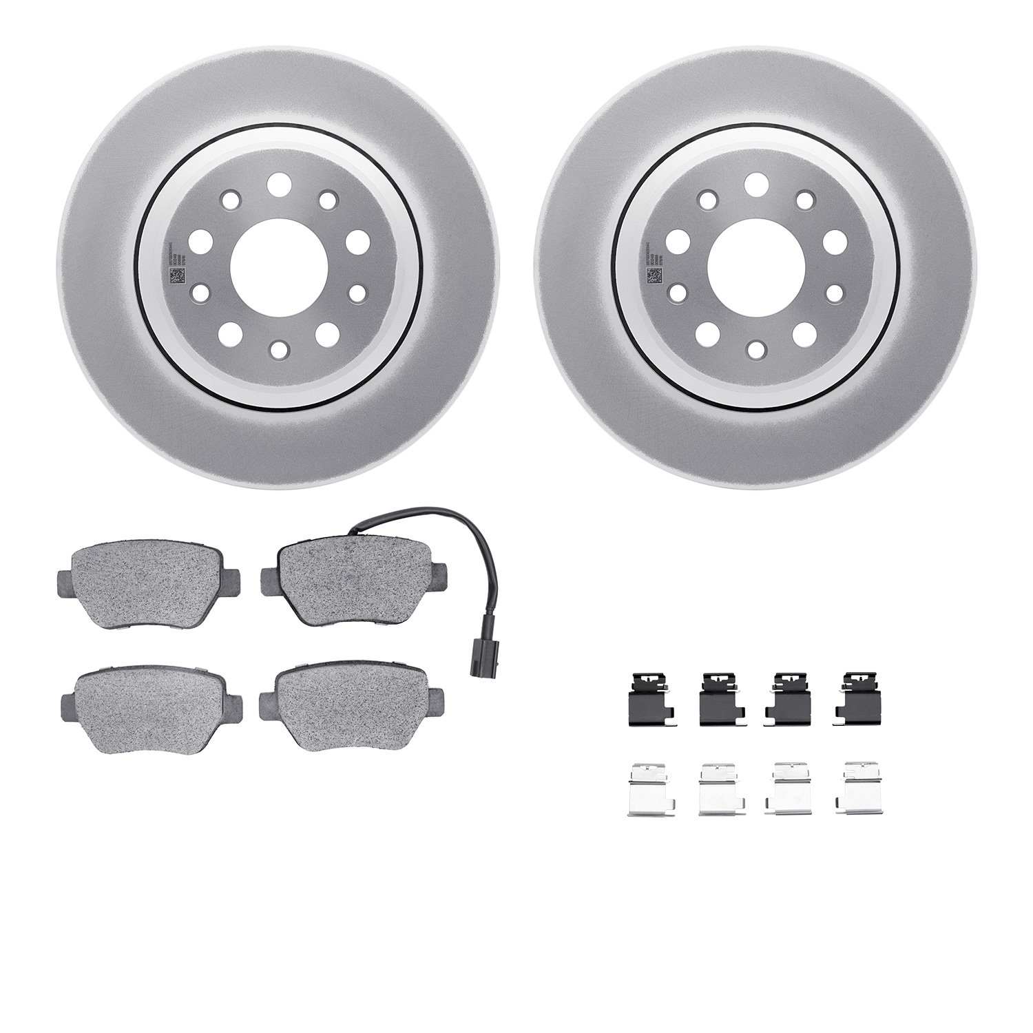 4512-79005 Geospec Brake Rotors w/5000 Advanced Brake Pads Kit & Hardware, 2014-2016 Maserati, Position: Rear