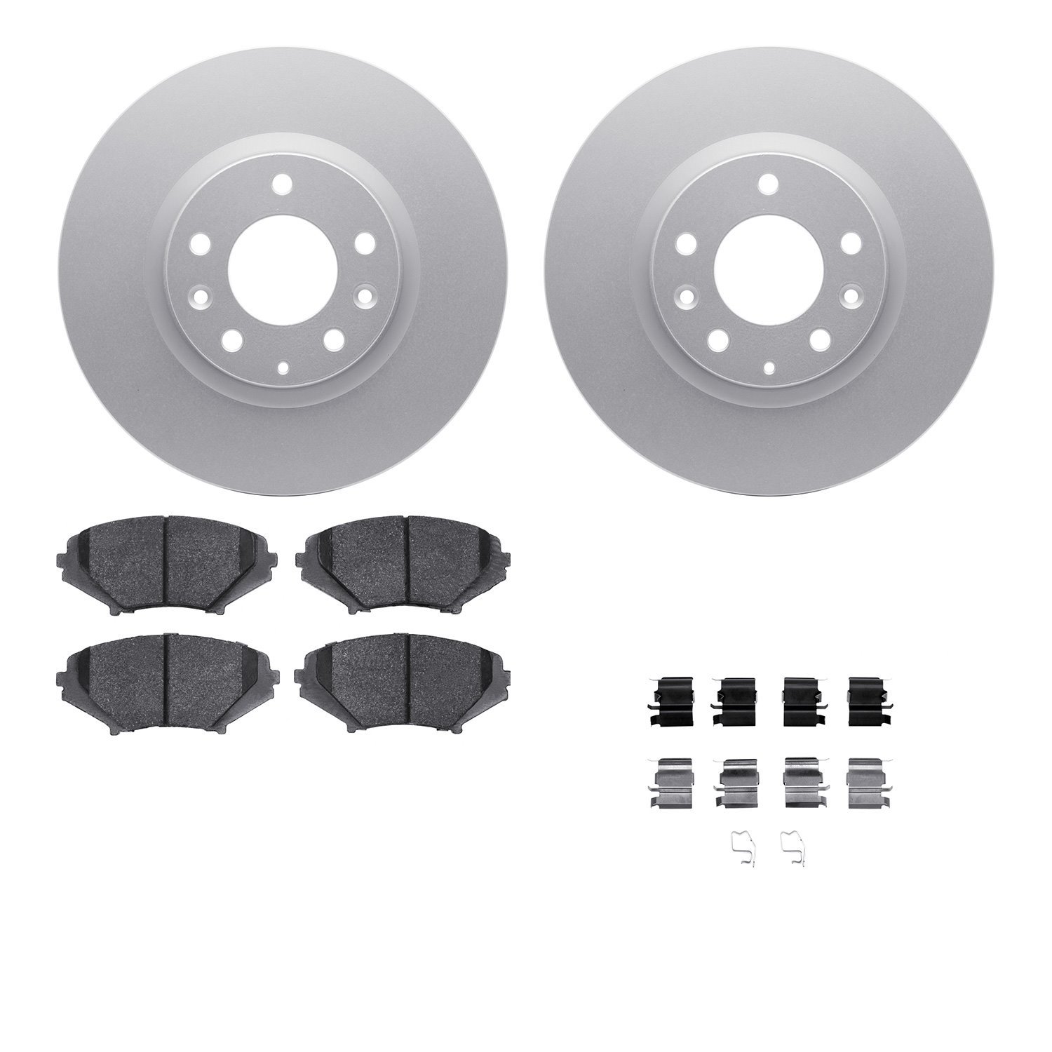 4512-80069 Geospec Brake Rotors w/5000 Advanced Brake Pads Kit & Hardware, 2004-2008 Ford/Lincoln/Mercury/Mazda, Position: Front