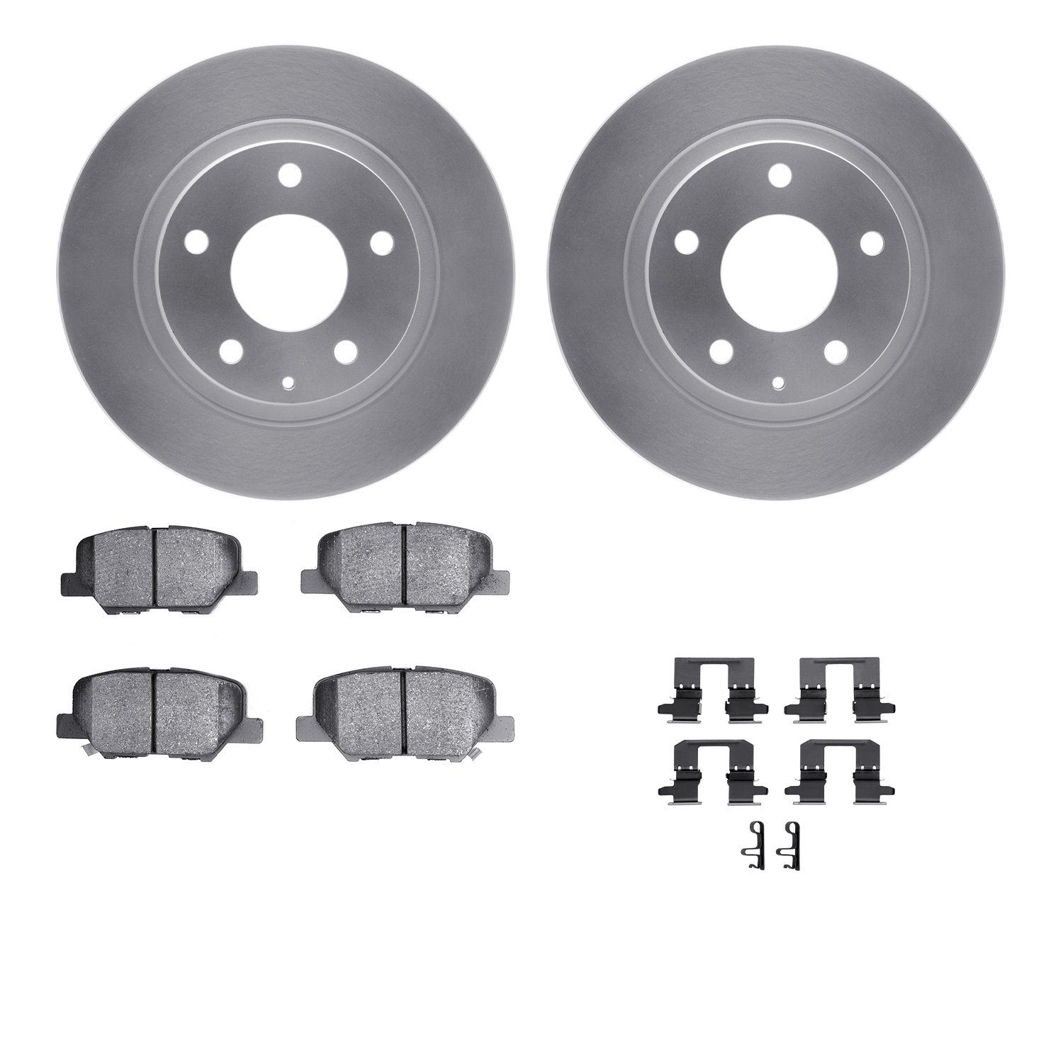 4512-80079 Geospec Brake Rotors w/5000 Advanced Brake Pads Kit & Hardware, 2014-2015 Ford/Lincoln/Mercury/Mazda, Position: Rear
