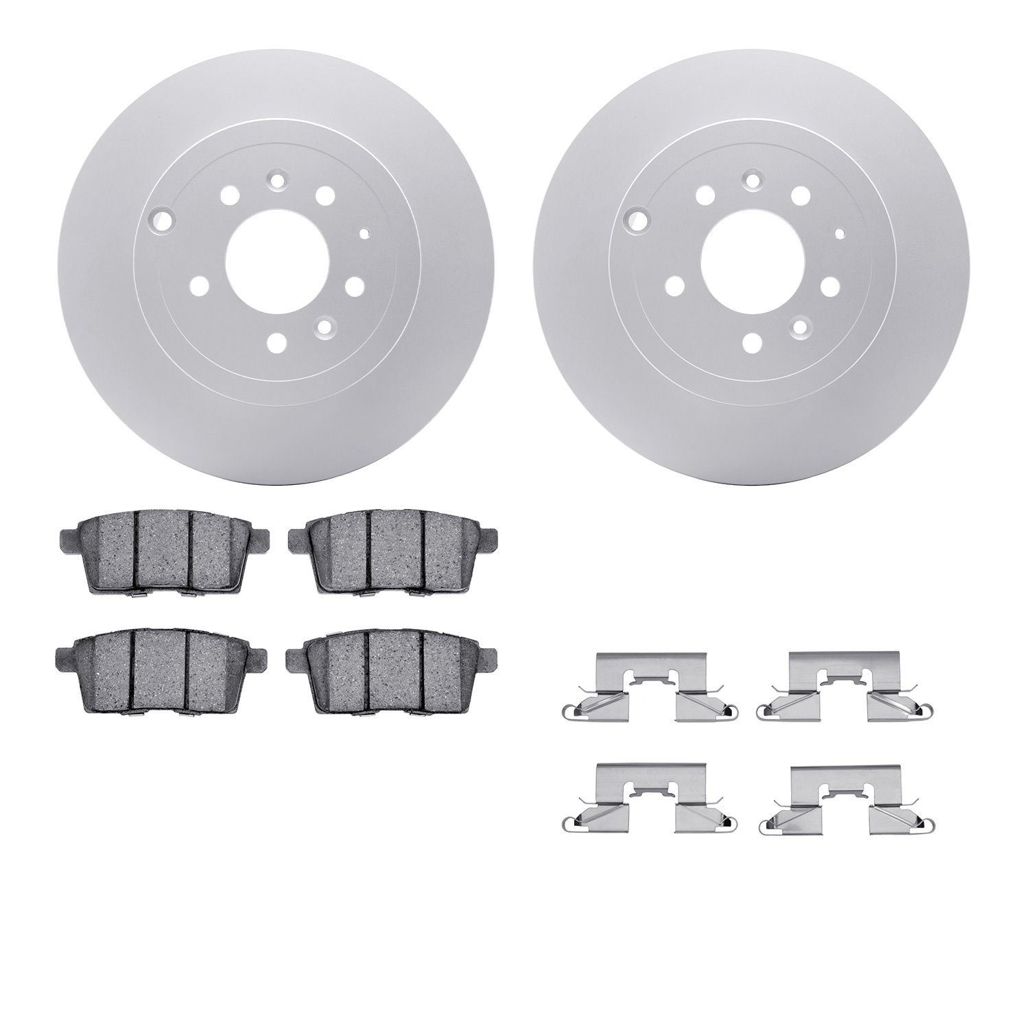 4512-80094 Geospec Brake Rotors w/5000 Advanced Brake Pads Kit & Hardware, 2007-2015 Ford/Lincoln/Mercury/Mazda, Position: Rear