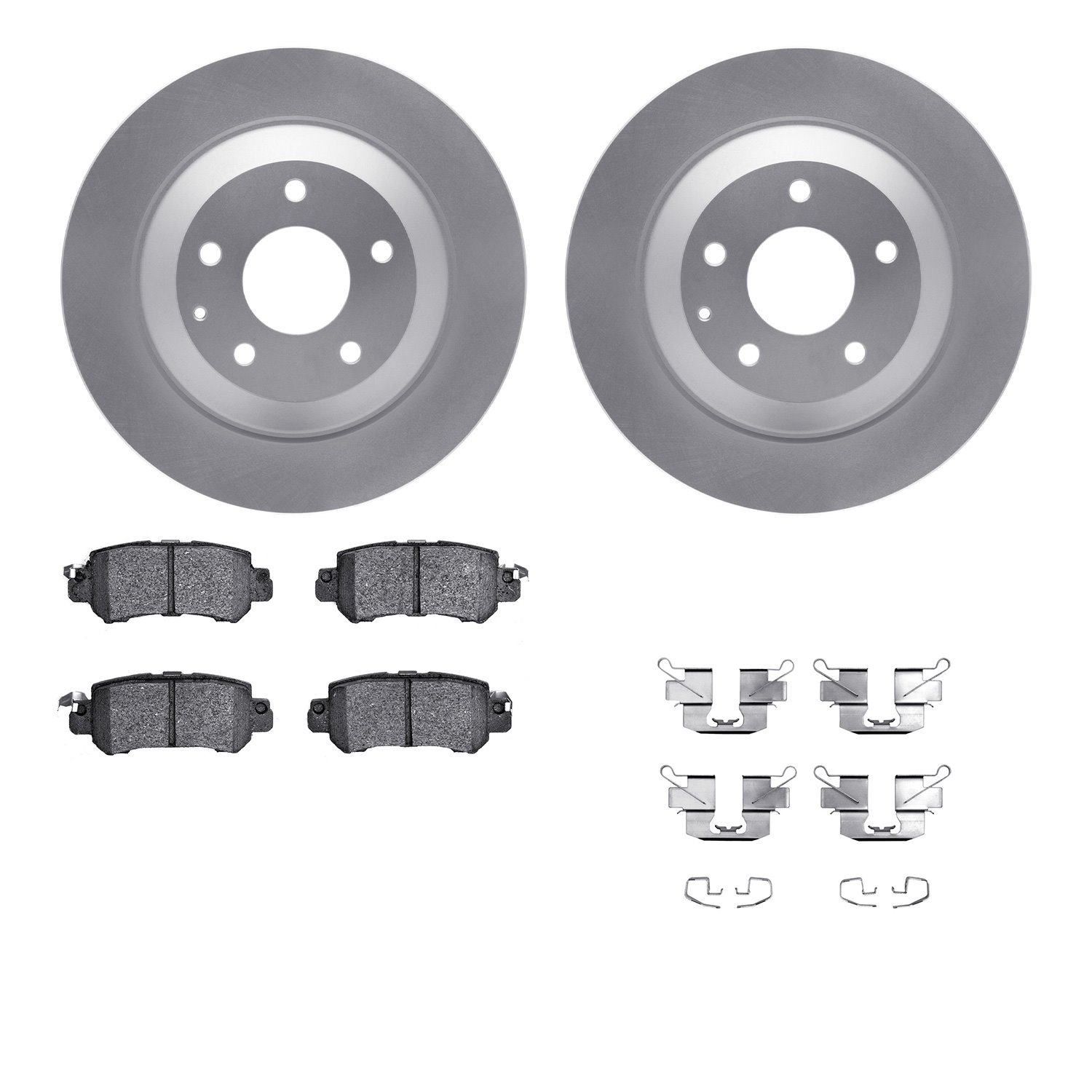 4512-80097 Geospec Brake Rotors w/5000 Advanced Brake Pads Kit & Hardware, 2013-2015 Ford/Lincoln/Mercury/Mazda, Position: Rear
