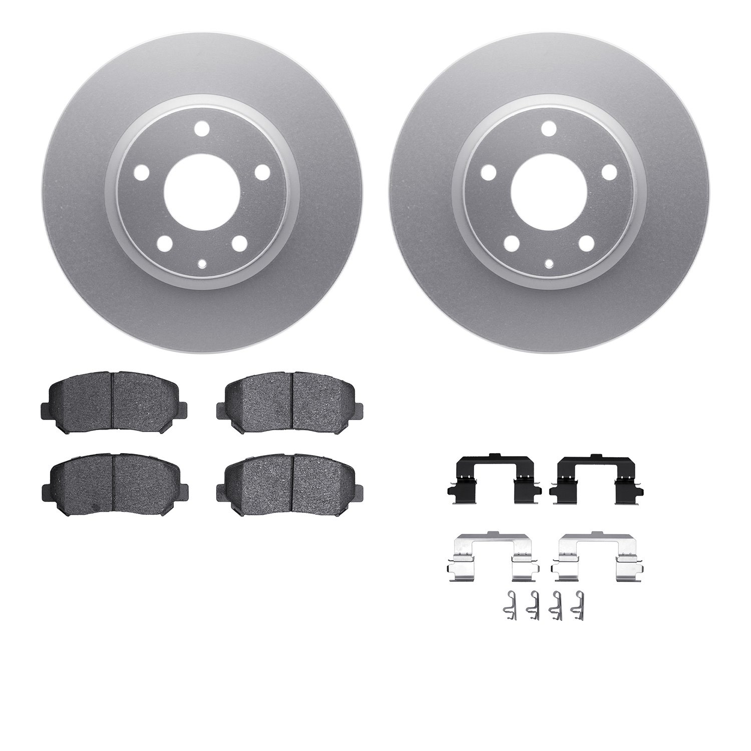 4512-80099 Geospec Brake Rotors w/5000 Advanced Brake Pads Kit & Hardware, 2013-2015 Ford/Lincoln/Mercury/Mazda, Position: Front