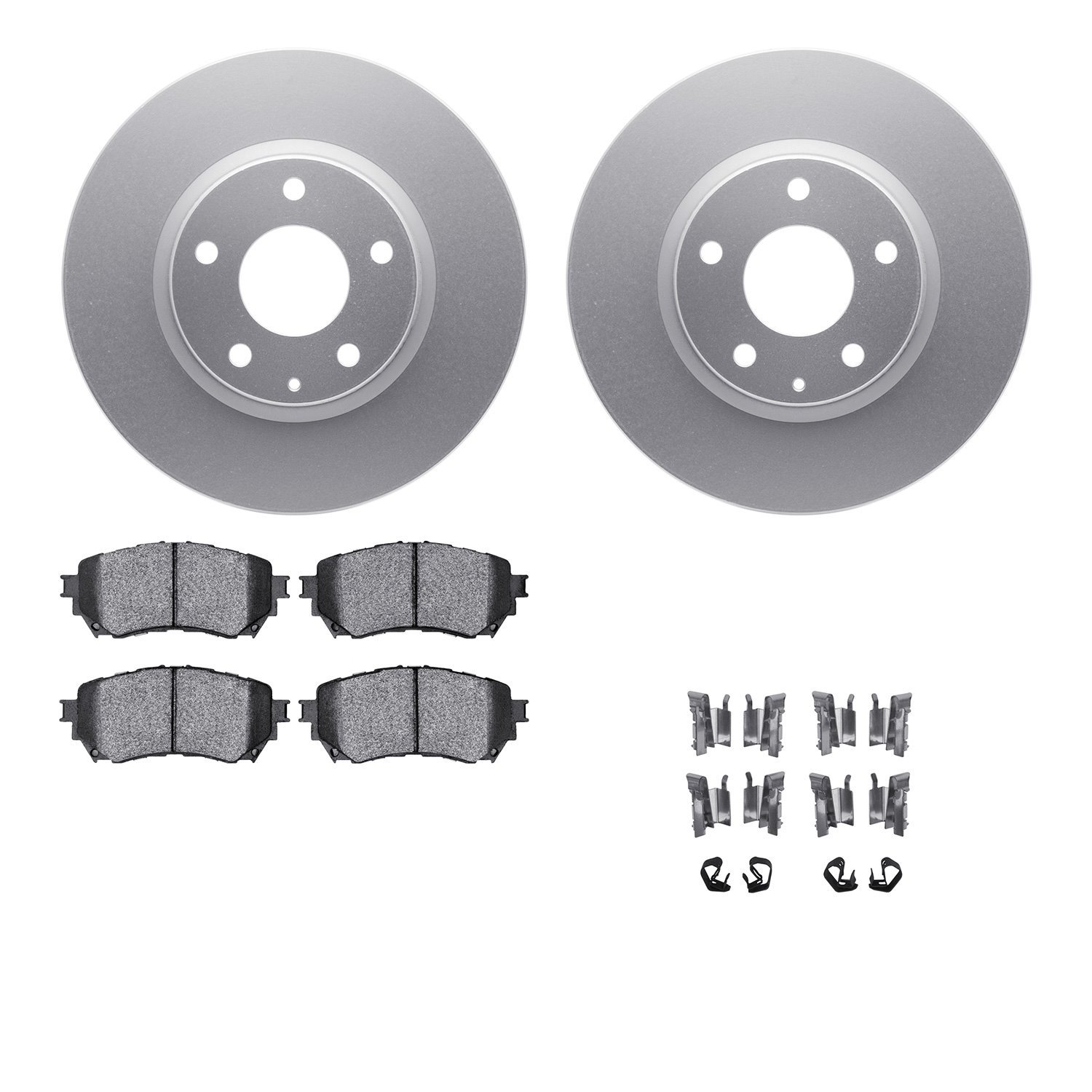 4512-80100 Geospec Brake Rotors w/5000 Advanced Brake Pads Kit & Hardware, 2014-2015 Ford/Lincoln/Mercury/Mazda, Position: Front