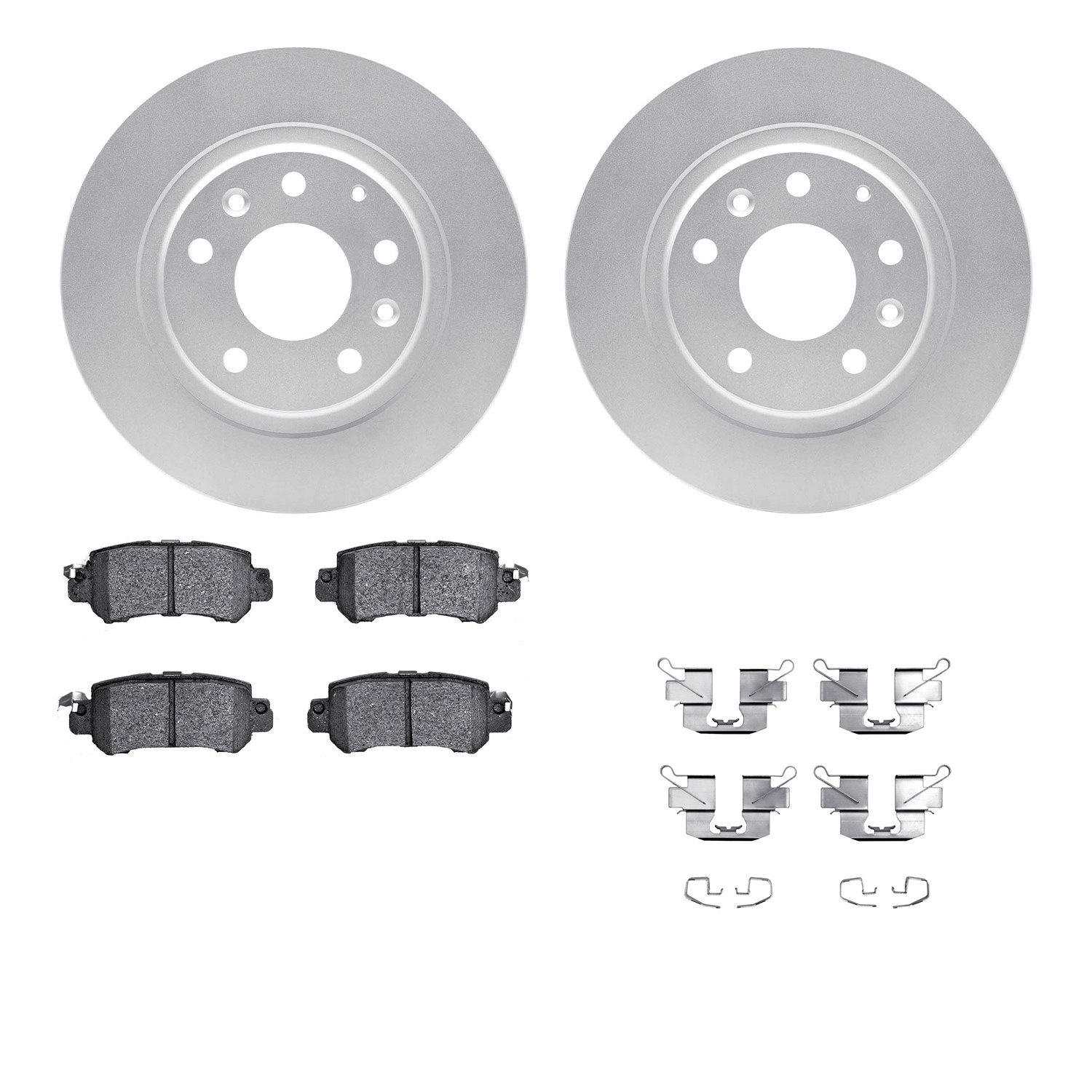 4512-80104 Geospec Brake Rotors w/5000 Advanced Brake Pads Kit & Hardware, 2016-2018 Ford/Lincoln/Mercury/Mazda, Position: Rear