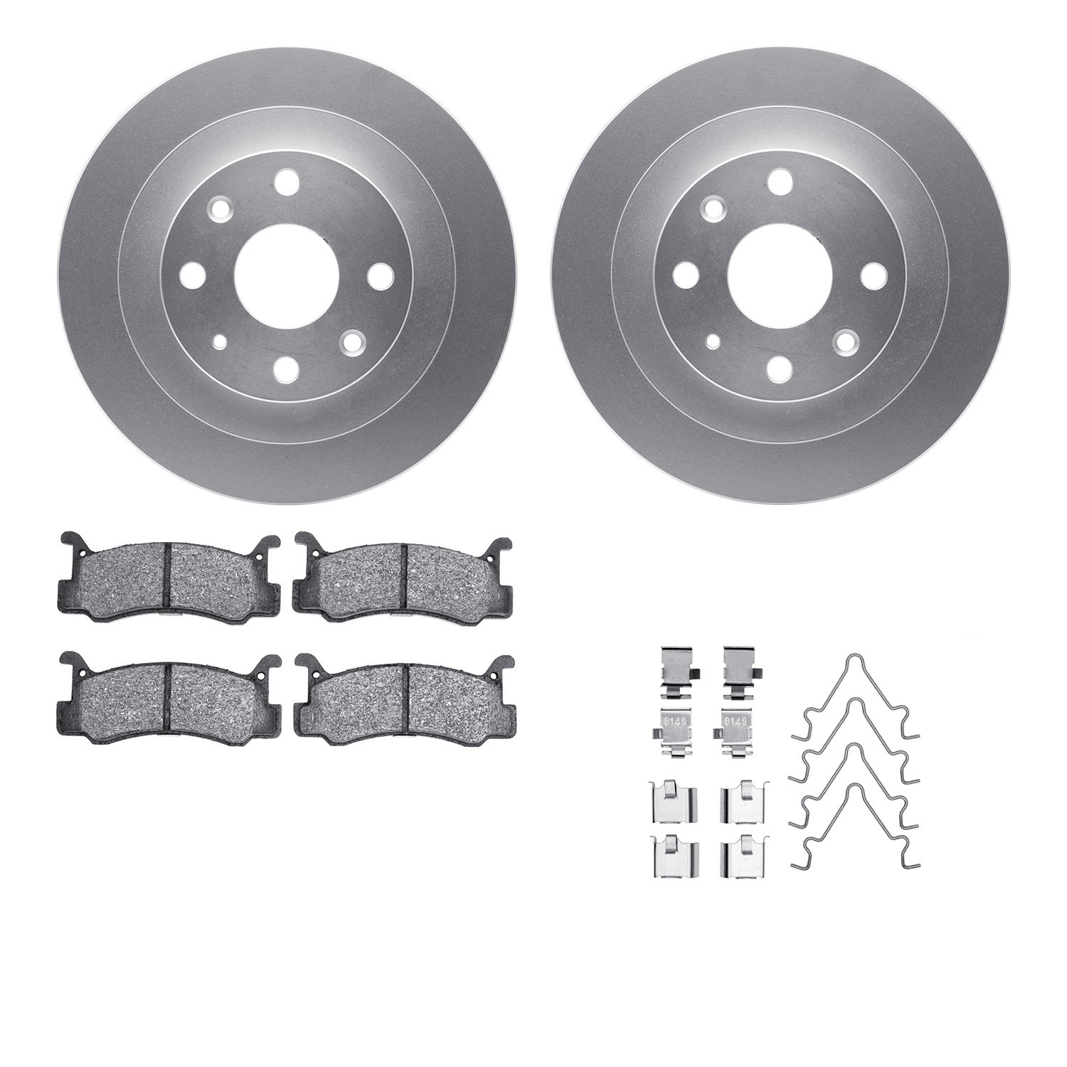 4512-99003 Geospec Brake Rotors w/5000 Advanced Brake Pads Kit & Hardware, 1992-1995 Ford/Lincoln/Mercury/Mazda, Position: Rear