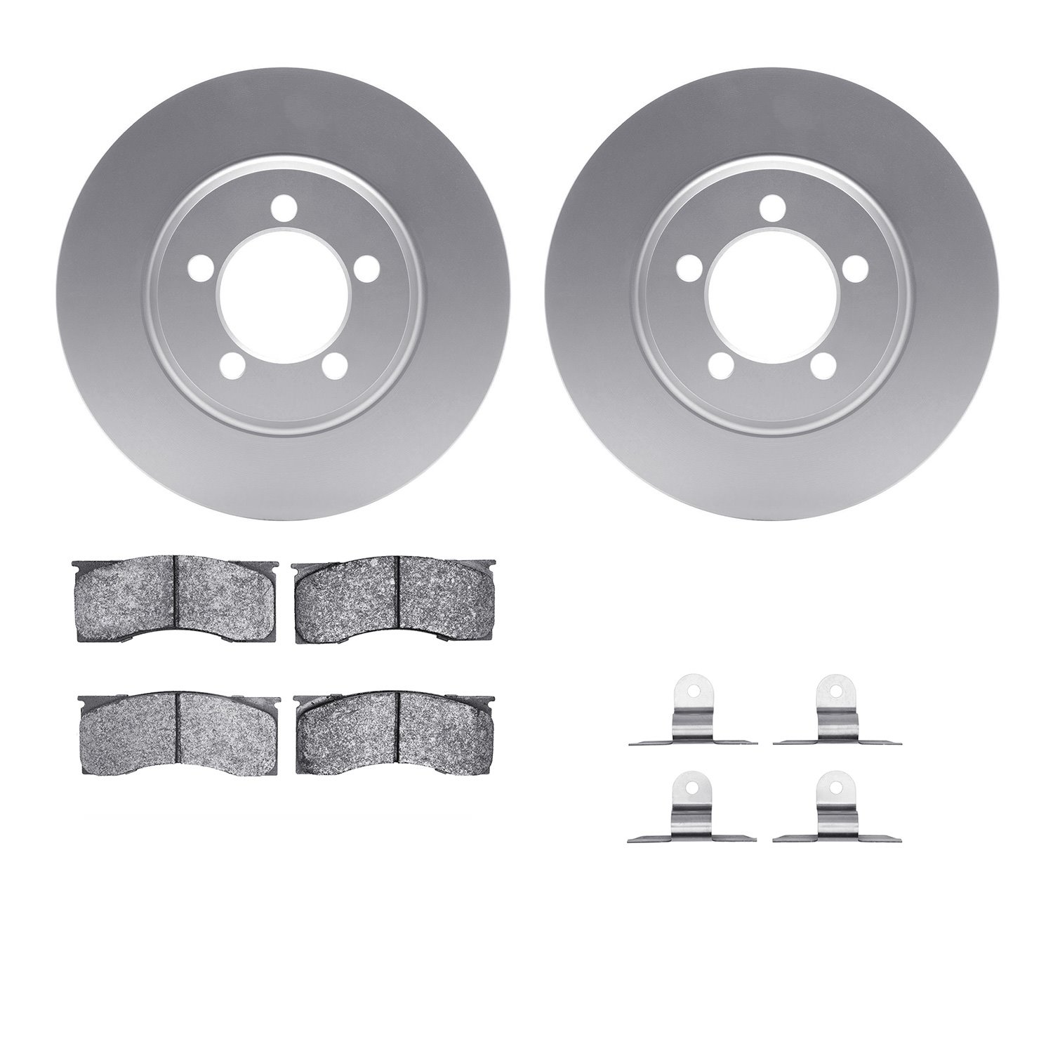 4512-99008 Geospec Brake Rotors w/5000 Advanced Brake Pads Kit & Hardware, 1965-1966 Ford/Lincoln/Mercury/Mazda, Position: Front