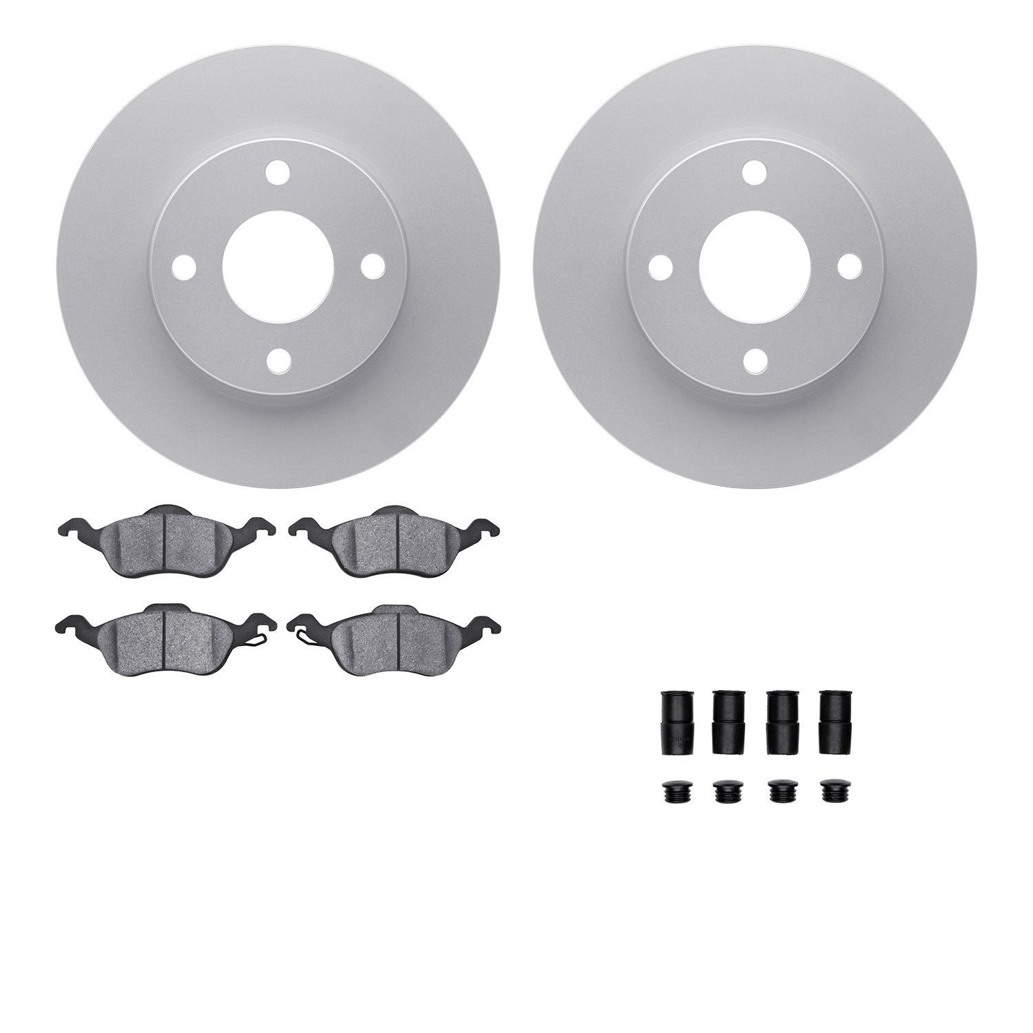 4512-99027 Geospec Brake Rotors w/5000 Advanced Brake Pads Kit & Hardware, 2000-2004 Ford/Lincoln/Mercury/Mazda, Position: Front