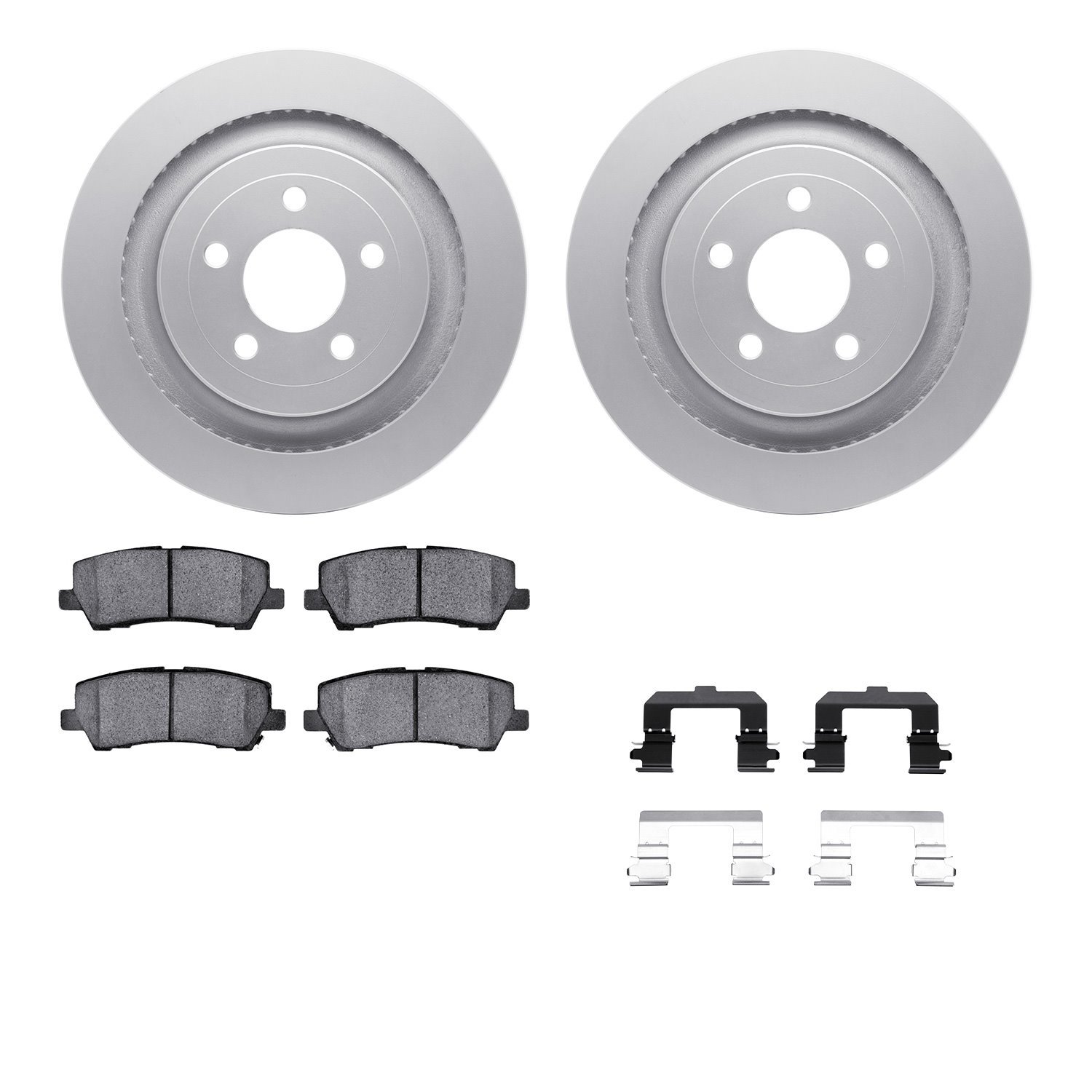 4512-99072 Geospec Brake Rotors w/5000 Advanced Brake Pads Kit & Hardware, Fits Select Ford/Lincoln/Mercury/Mazda, Position: Rea