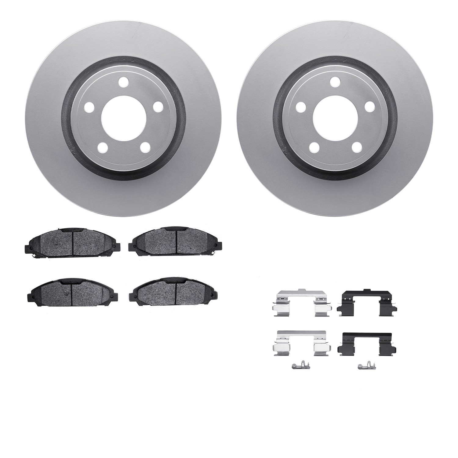 4512-99077 Geospec Brake Rotors w/5000 Advanced Brake Pads Kit & Hardware, 2015-2020 Ford/Lincoln/Mercury/Mazda, Position: Front