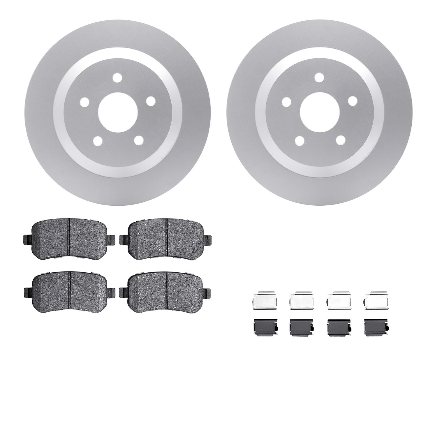 4512-99084 Geospec Brake Rotors w/5000 Advanced Brake Pads Kit & Hardware, 2004-2007 Ford/Lincoln/Mercury/Mazda, Position: Rear