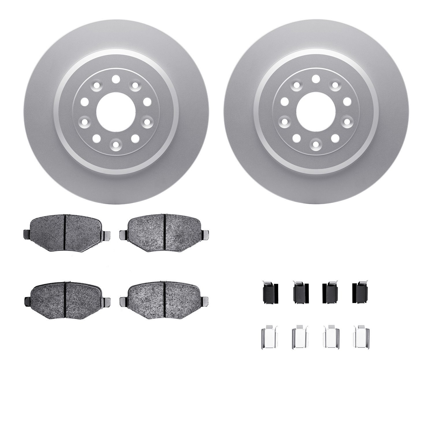 4512-99086 Geospec Brake Rotors w/5000 Advanced Brake Pads Kit & Hardware, 2011-2015 Ford/Lincoln/Mercury/Mazda, Position: Rear