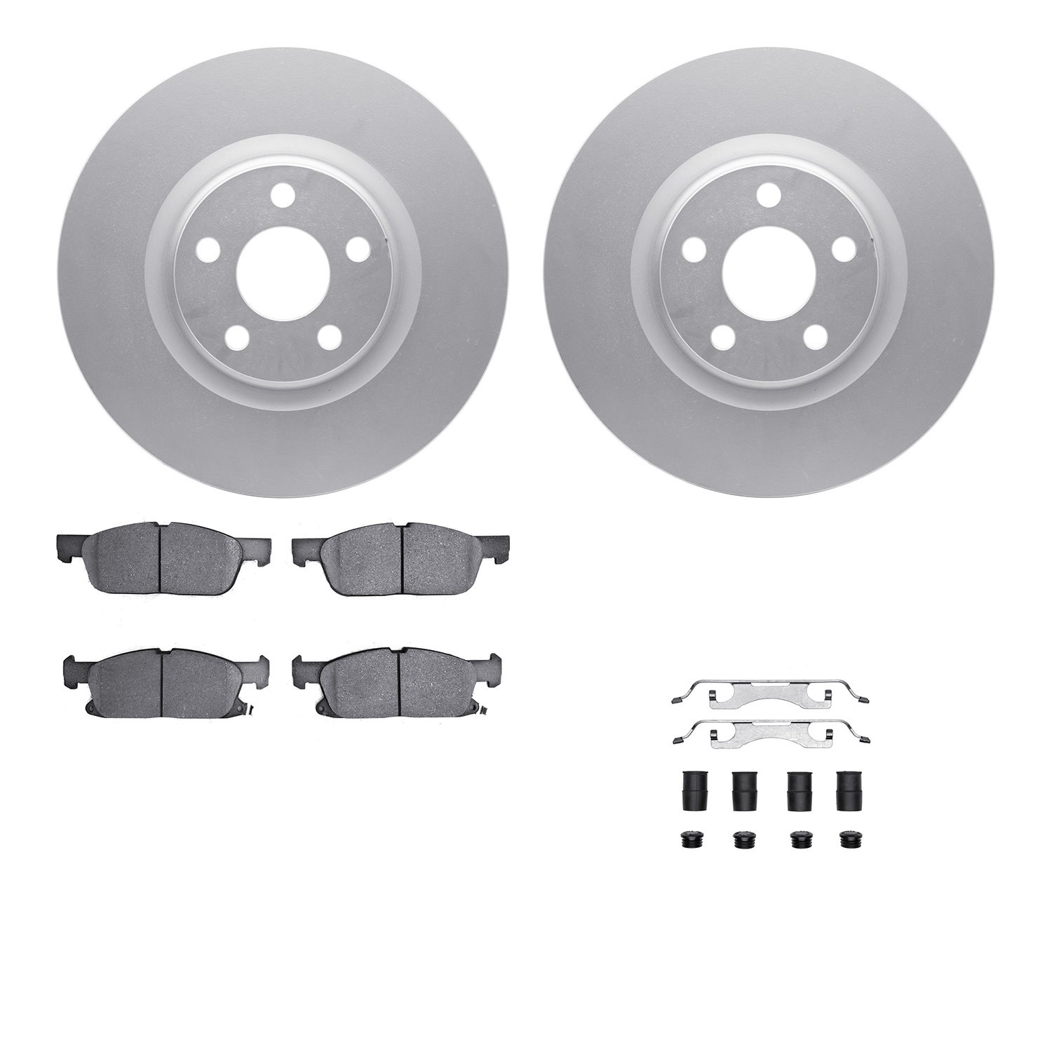 4512-99100 Geospec Brake Rotors w/5000 Advanced Brake Pads Kit & Hardware, 2015-2020 Ford/Lincoln/Mercury/Mazda, Position: Front