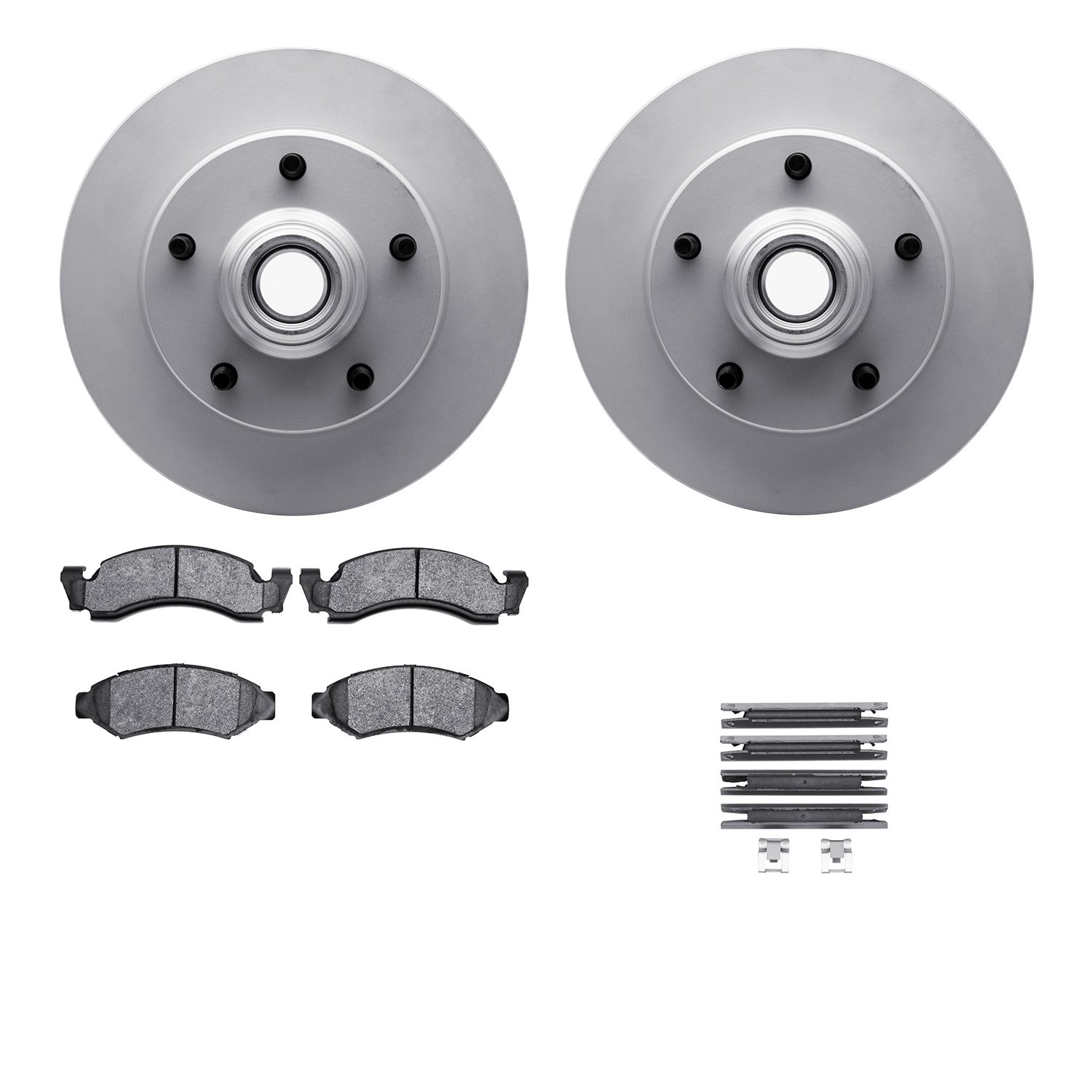 4512-99102 Geospec Brake Rotors w/5000 Advanced Brake Pads Kit & Hardware, 1986-1993 Ford/Lincoln/Mercury/Mazda, Position: Front