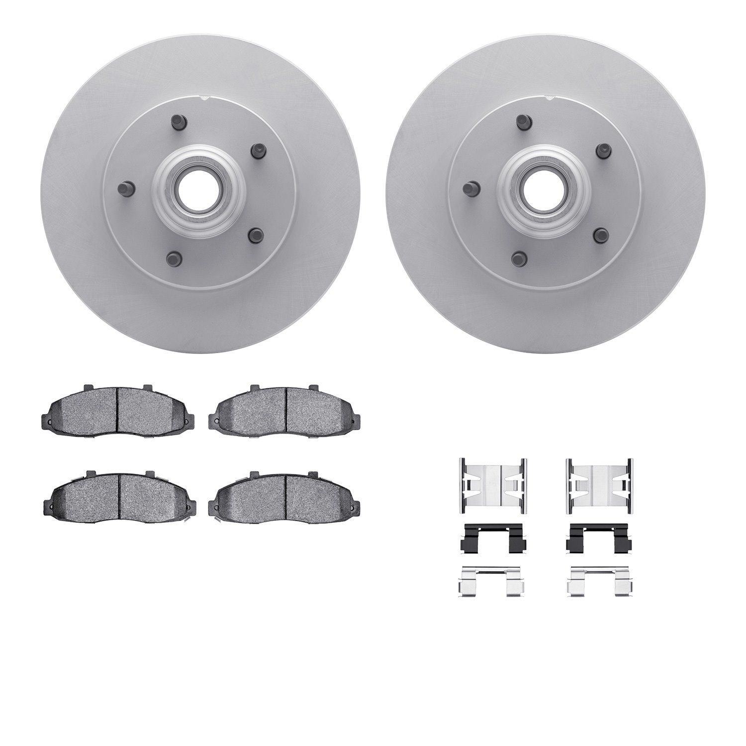 4512-99124 Geospec Brake Rotors w/5000 Advanced Brake Pads Kit & Hardware, 1997-1999 Ford/Lincoln/Mercury/Mazda, Position: Front